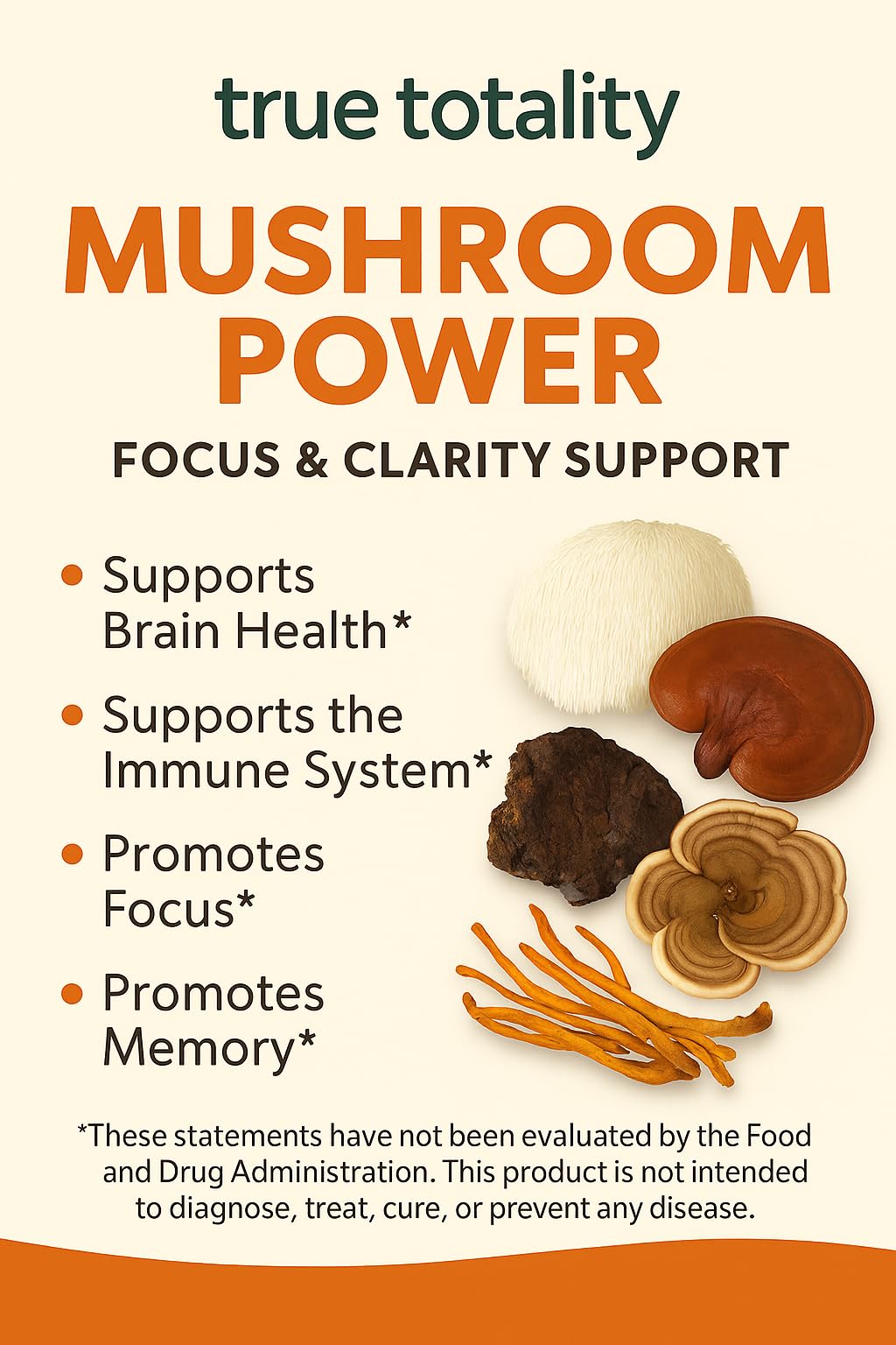Mushroom Complex Capsules with Lion’s Mane, Reishi, Cordyceps, Chaga & Turkey Tail – True Totality Mushroom Power – Immune, Energy & Focus Support – 90 Vegan Capsules True Totality uk supplements