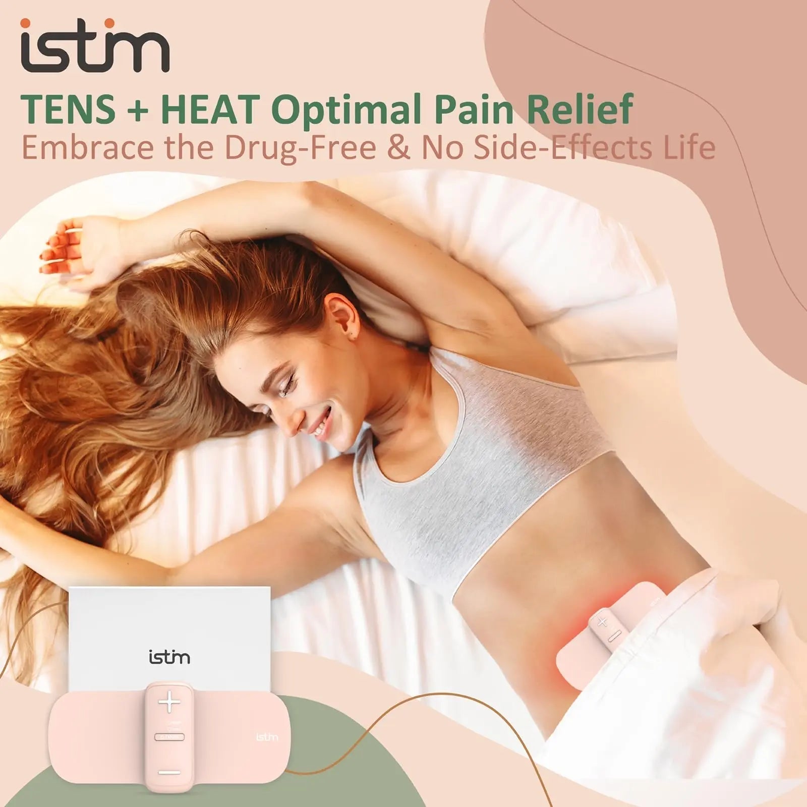 iStim S1 Wireless TENS Unit for Menstrual Relief – Period Pain Relief Device for Period Cramps and Back Pain, TENS Machine with Heat, Rechargeable Drug-Free TENS Massager with Japanese Gel Pads iSTIM uk supplements
