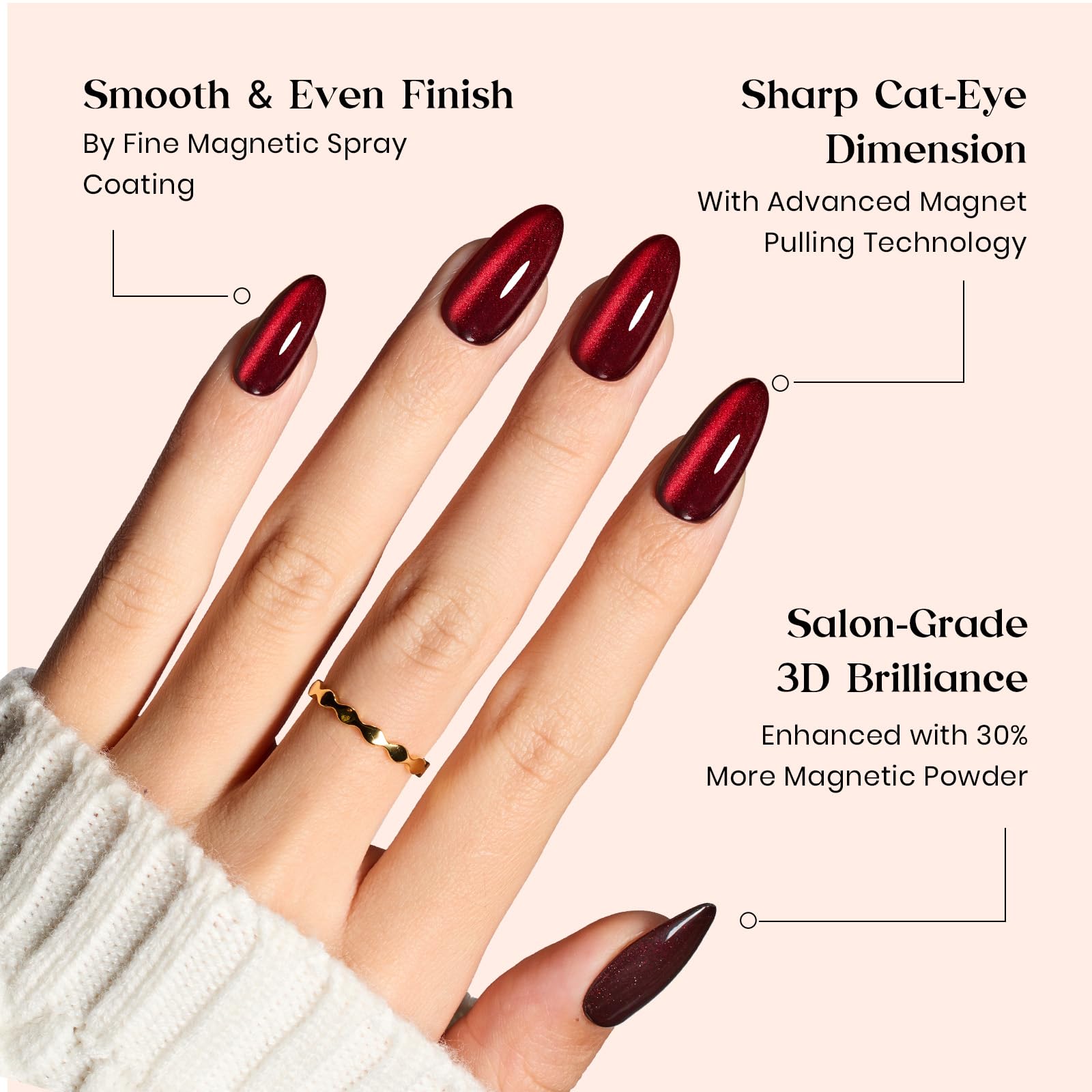 Beetles Cat Eye Nails Kit - Enchanted Aurora | 7 Colors Cat Eye Press On Nails Medium Almond | 224Pcs 16 Sizes All-in-One Kit With Nail Glue,Remover,Builder Top Coat,Nail Lamp Gift beetles Gel Polish uk supplements
