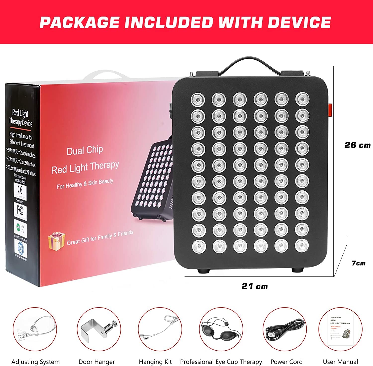 Red Light Therapy Device - Near Infrared Light Therapy with Timer, 60 Clinical Grade LEDs ECOGUN uk supplements