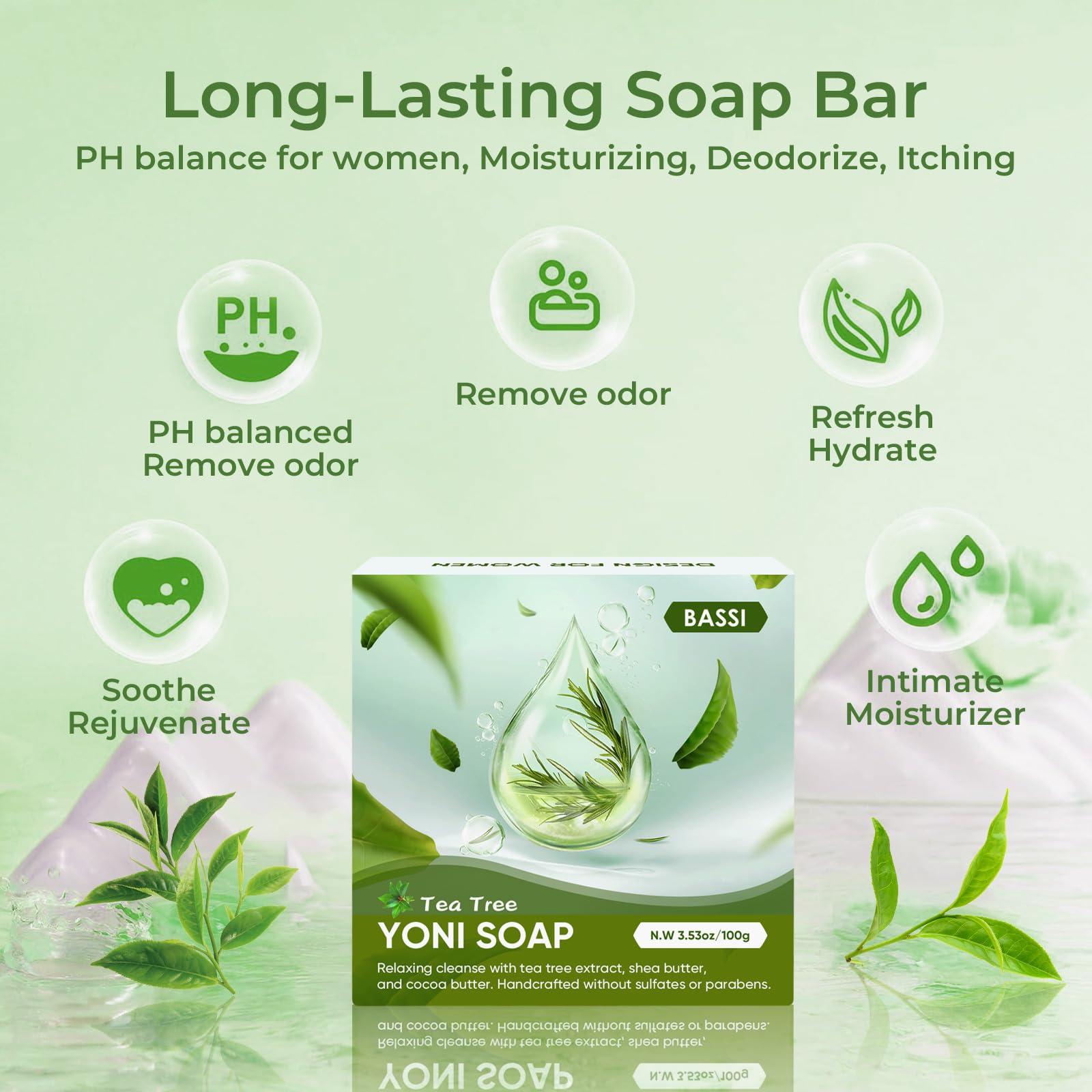 Feminine Wash & Yoni Oil & Yoni Soap Tea Tree Set for Women, Yoni Wash for Vaginal Ph Balance Remove BASSI uk supplements