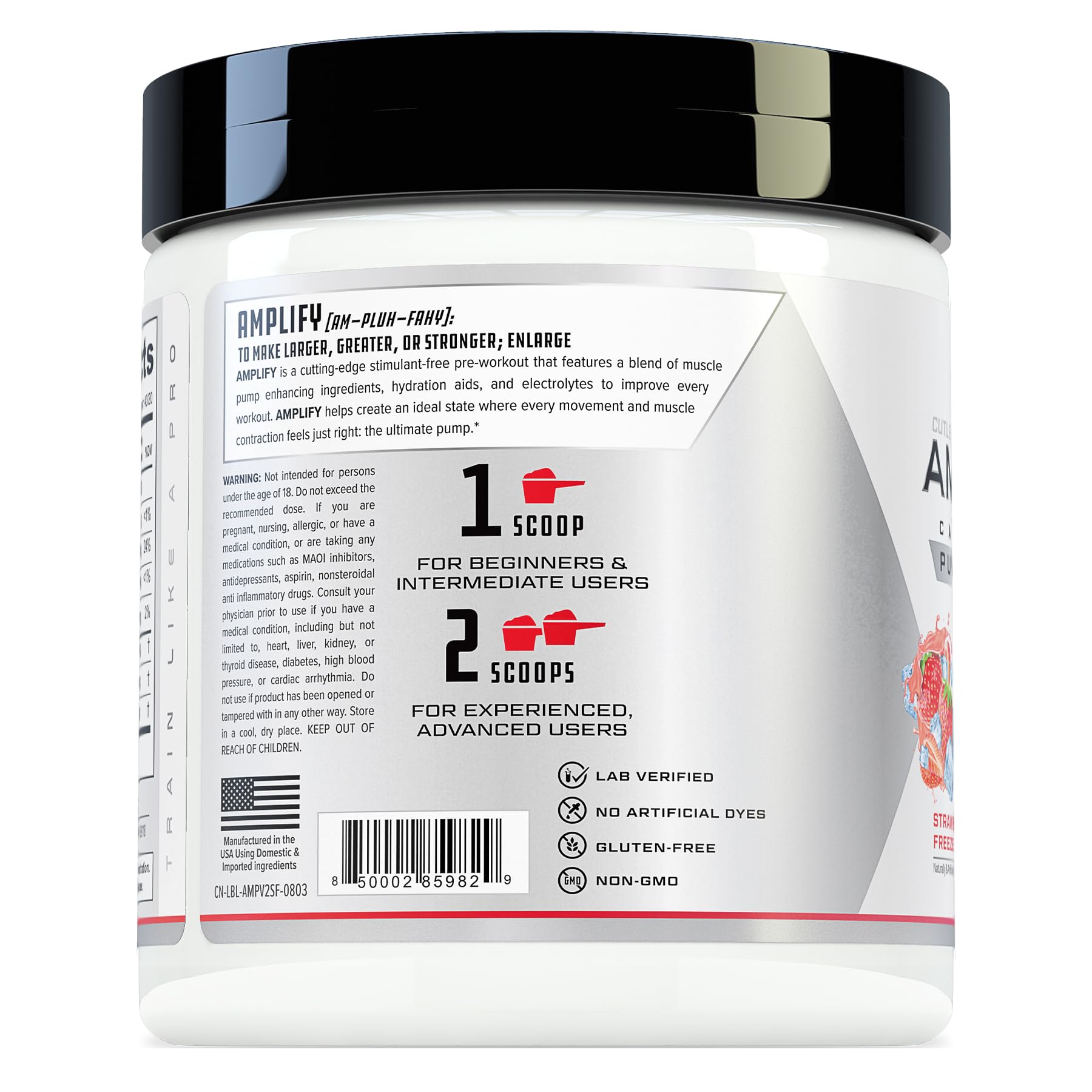Cutler Nutrition Amplify Pump Pre Workout Caffeine Free Nitric Oxide Booster containing Arginine and Citrulline Pre-Workout for Maximum Pumps Flavor Strawberry Cutler Nutrition uk supplements