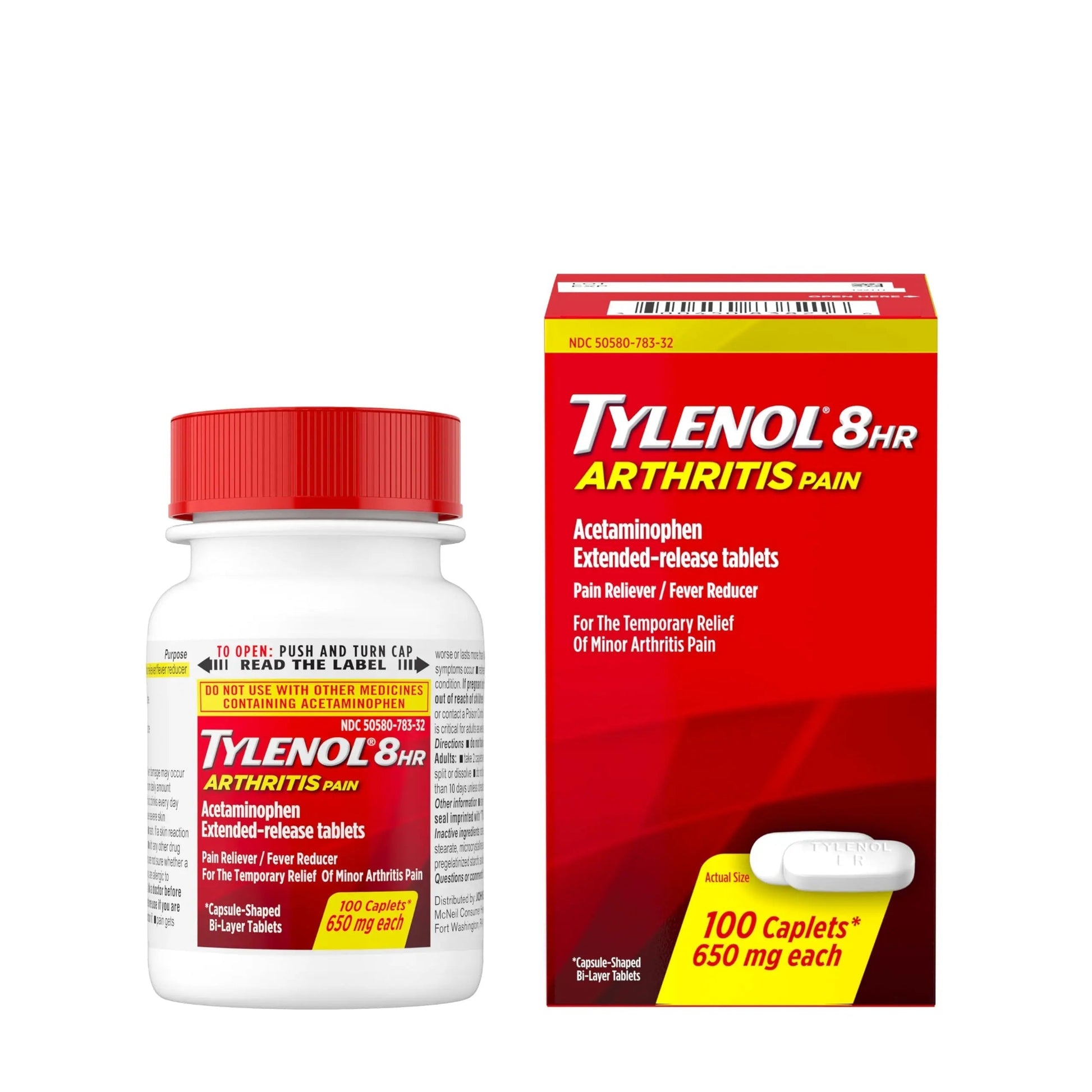 Tylenol 8HR Arthritis Pain Relief Caplets, Fast, Strong Pain Relief, 650 mg Acetaminophen for Minor Arthritis & Joint Pain, Fever Reducer, Extended Release, Won't Irritate Stomach, 100 Count Tylenol uk supplements