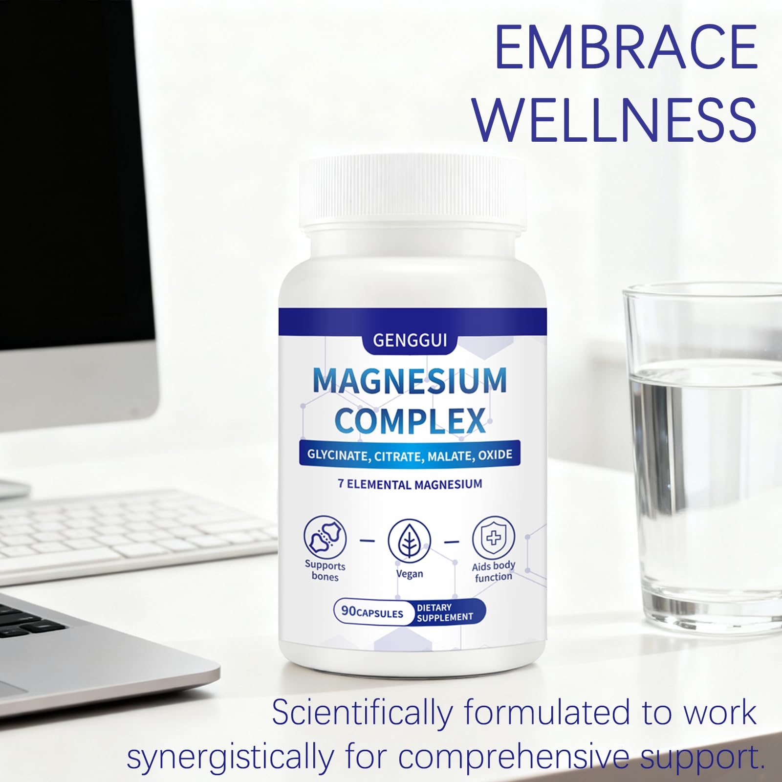 Magnesium Complex 1000mg - 7-in-1 Supplement with Glycinate, Citrate & Malate - Supports Muscle Relaxation, Sleep, Heart Health - High Absorption Capsules, 90 Count (1) CellJuvMax uk supplements