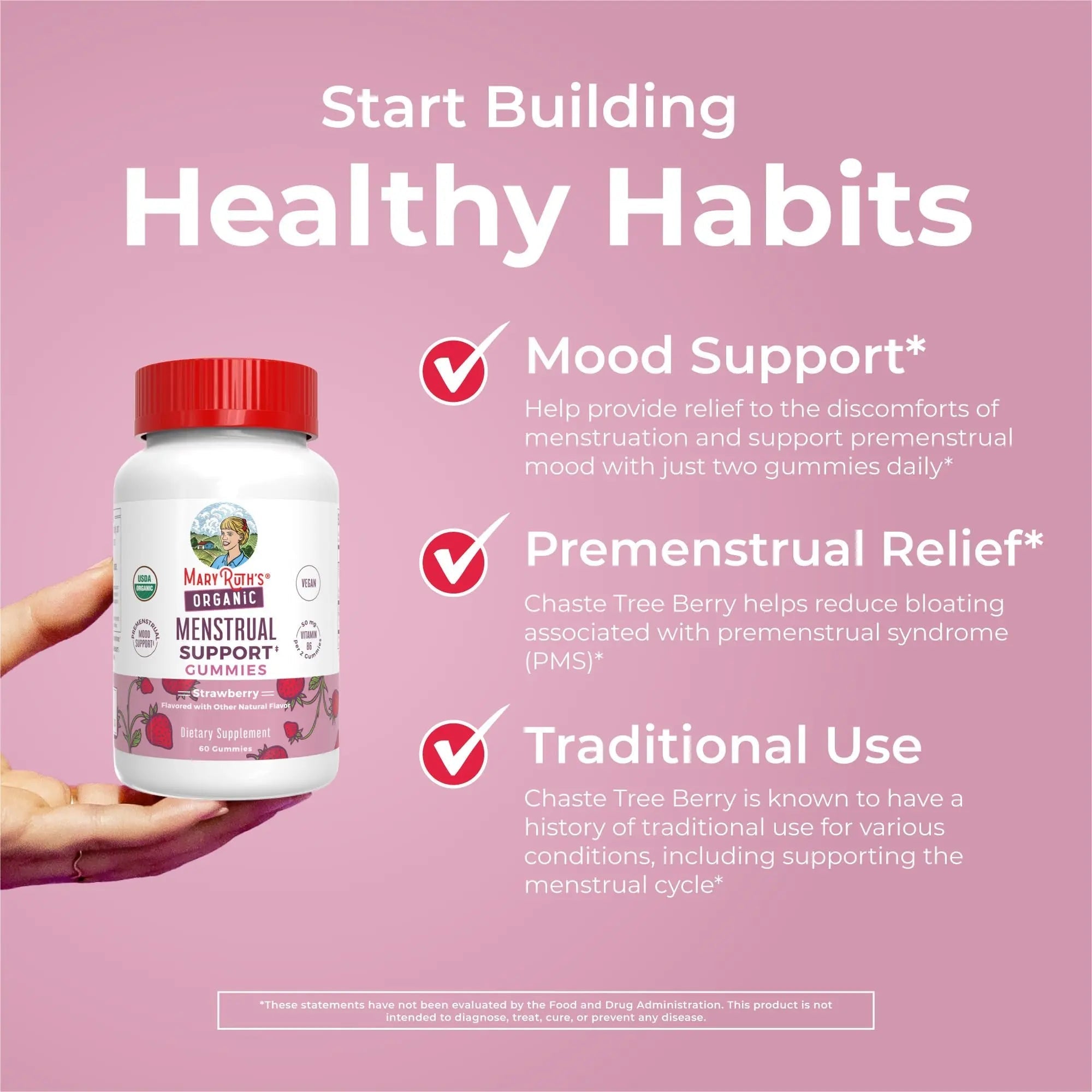 Organic Menstrual Support Gummies by MaryRuth's | for The Relief of Common Symptoms of Premenstrual Syndrome | PMS Support | Premenstrual Mood Support | USDA Organic | Non-GMO | Vegan | 30 Servings MARYRUTH'S uk supplements