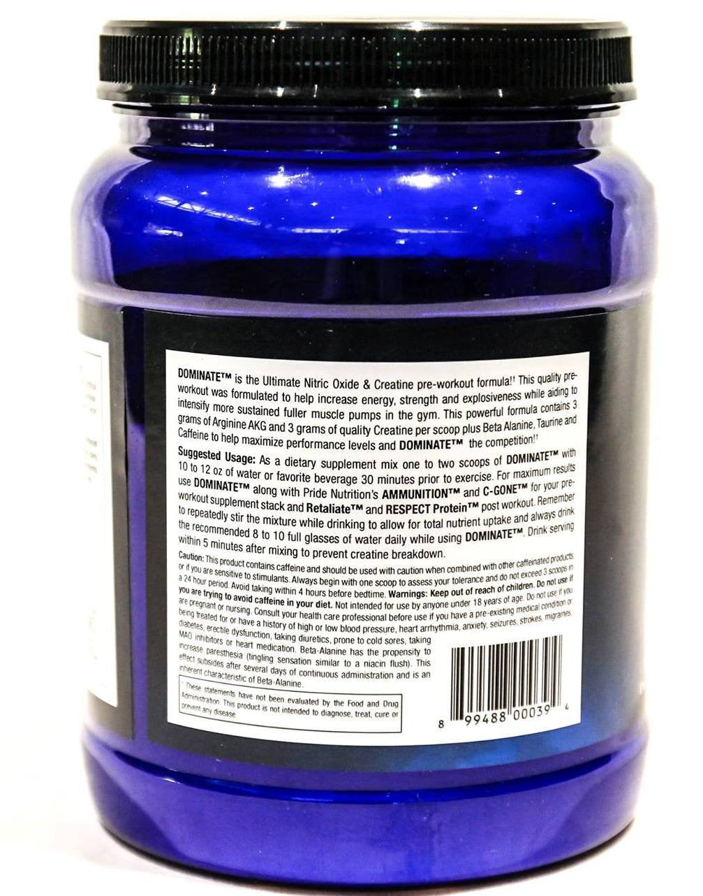 #1 Pre Workout - Dominate X 500g - Best Nitric Oxide & Creatine Pre-Workout Formula Pride Nutrition uk supplements