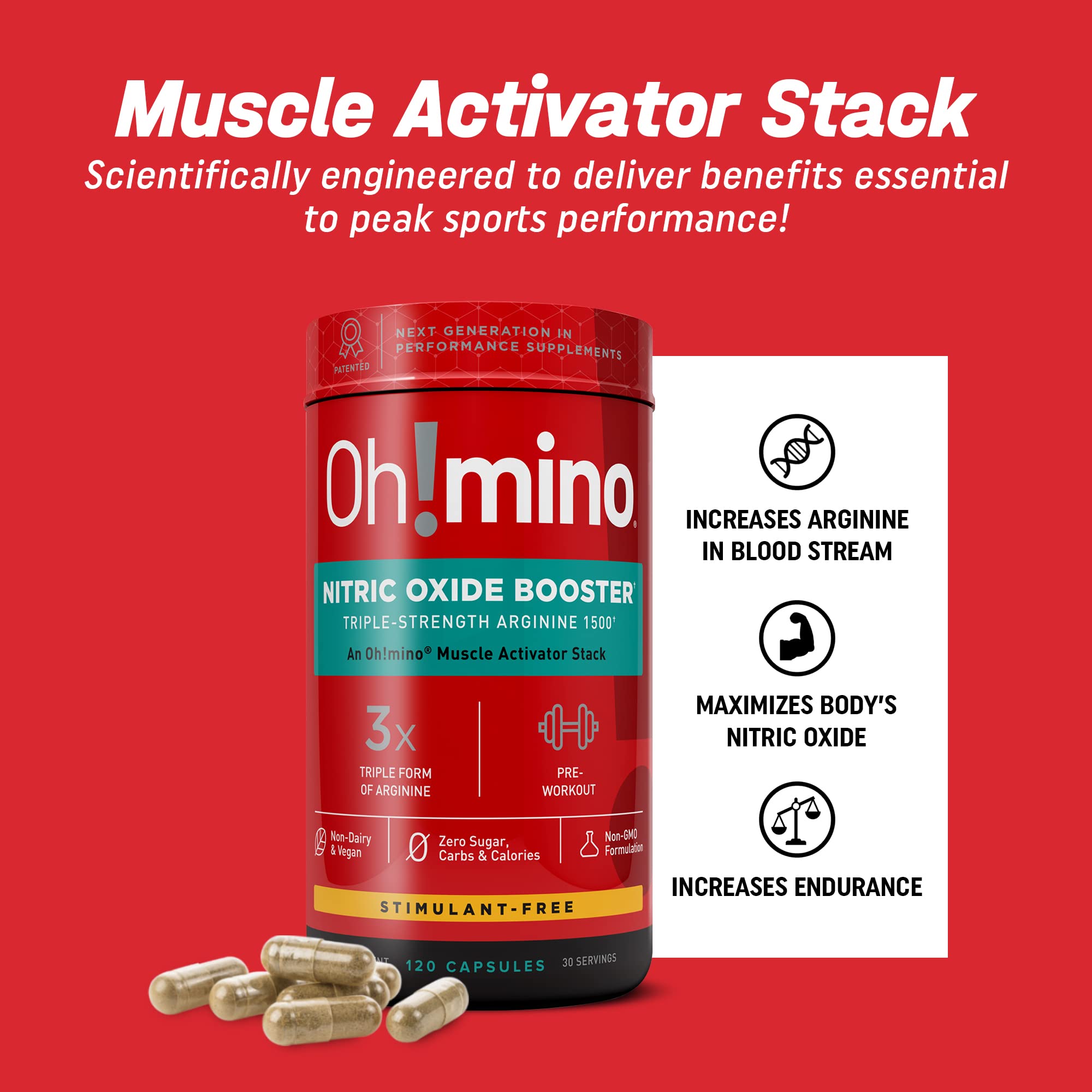 Oh!mino Nitric Oxide Supplement Activator Booster, Triple Strength L-Arginine for Energy Oh!mino uk supplements