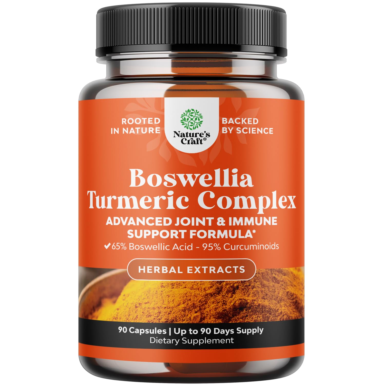 Boswellia Extract Capsules with Turmeric - Advanced Immune Health Support Supplement - Turmeric & Boswellia Serrata Capsules 500mg per Serving for Body Detox & Healthy Joints - 90 Count Natures Craft uk supplements