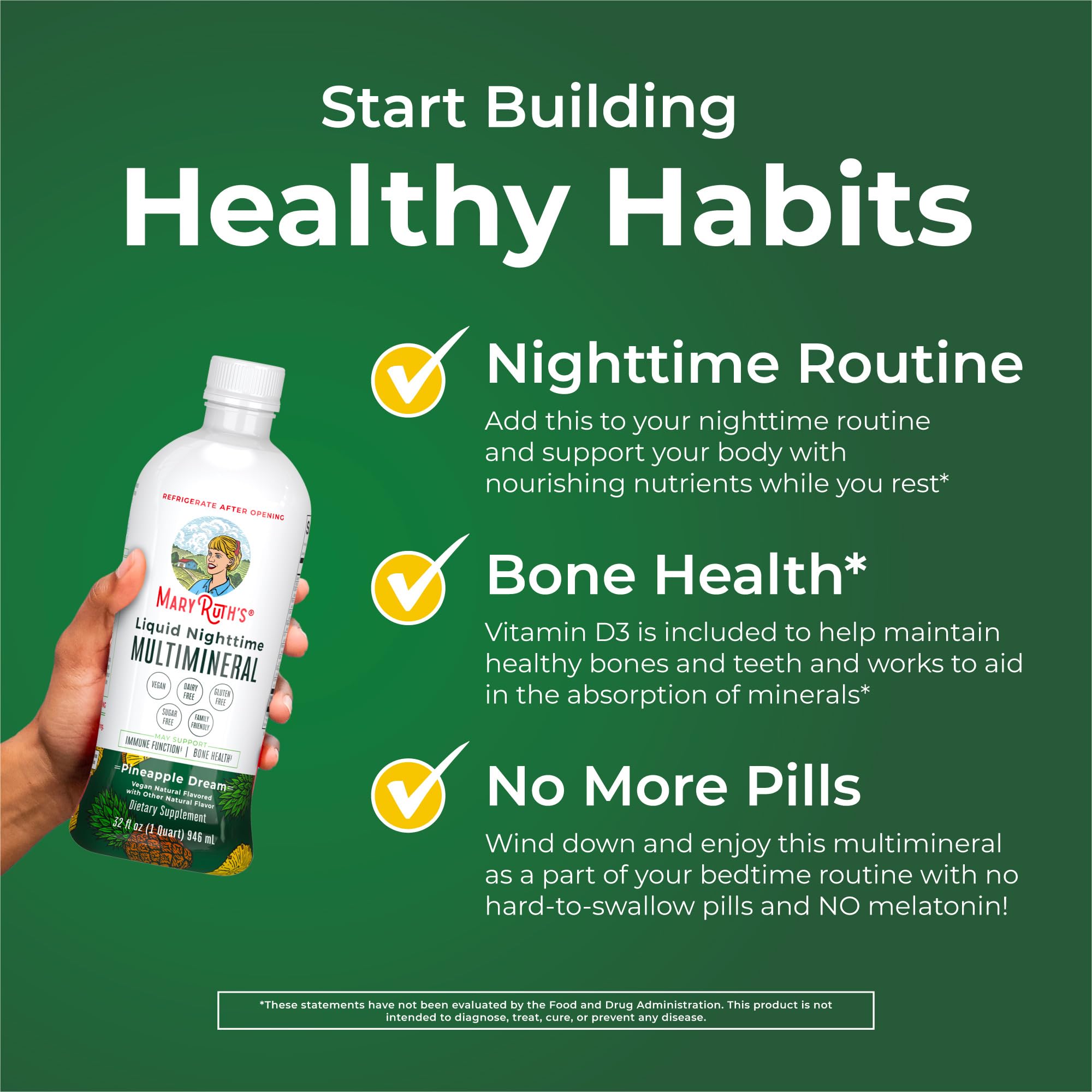 MaryRuth Organics Liquid Nighttime Multimineral | NO Melatonin | Magnesium Citrate | Calcium | Zinc | Vitamin D3| Available in 4 Flavors | Vegan | Sugar Free | Gluten Free | 32 Oz MARYRUTH'S uk supplements