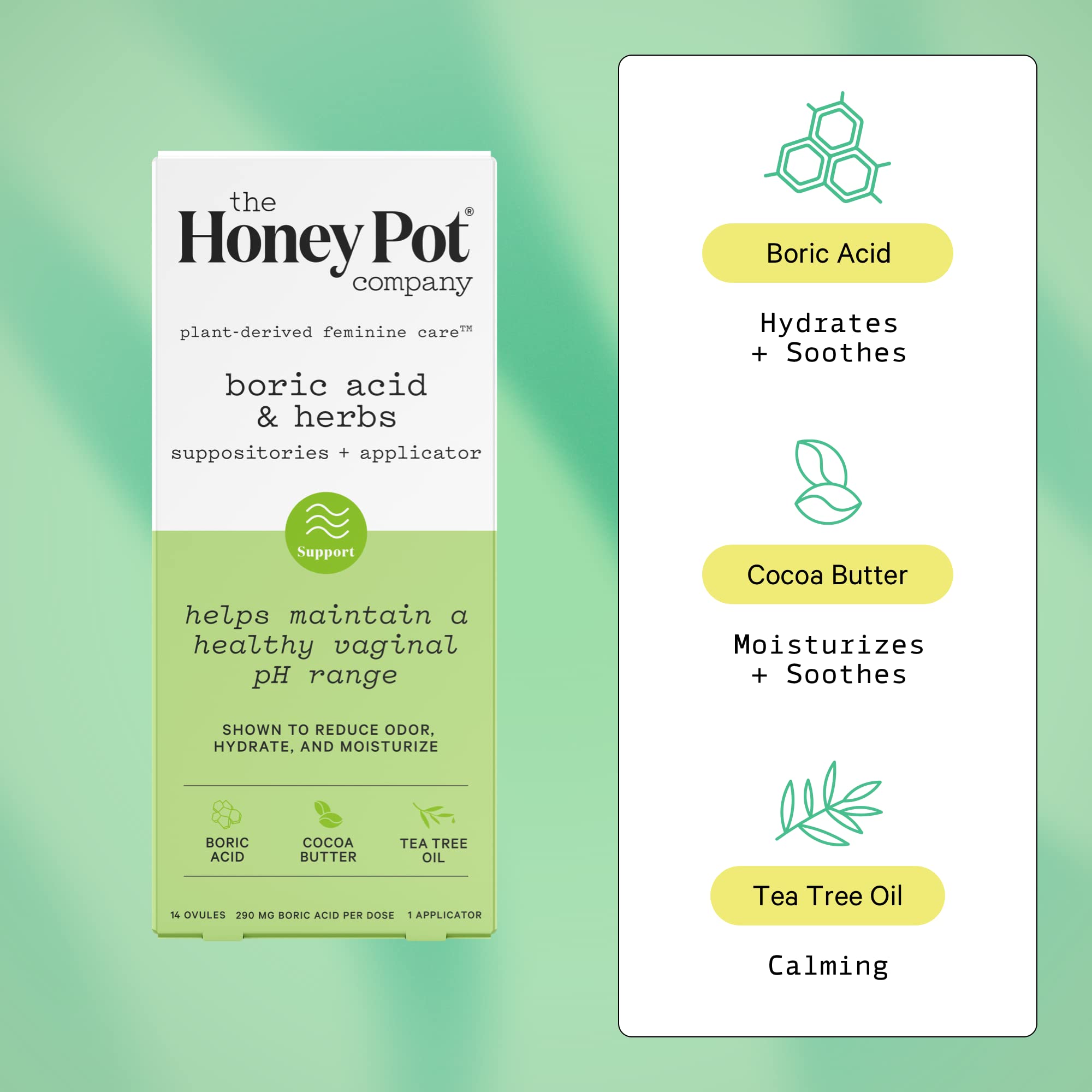 The Honey Pot Company 7 Day Boric Acid & Herbs Suppositories - Maintains and Balances Healthy Vaginal pH, Manages Odor, Hydrates, & Moisturizes - Gynecologist Tested The Honey Pot Company uk supplements