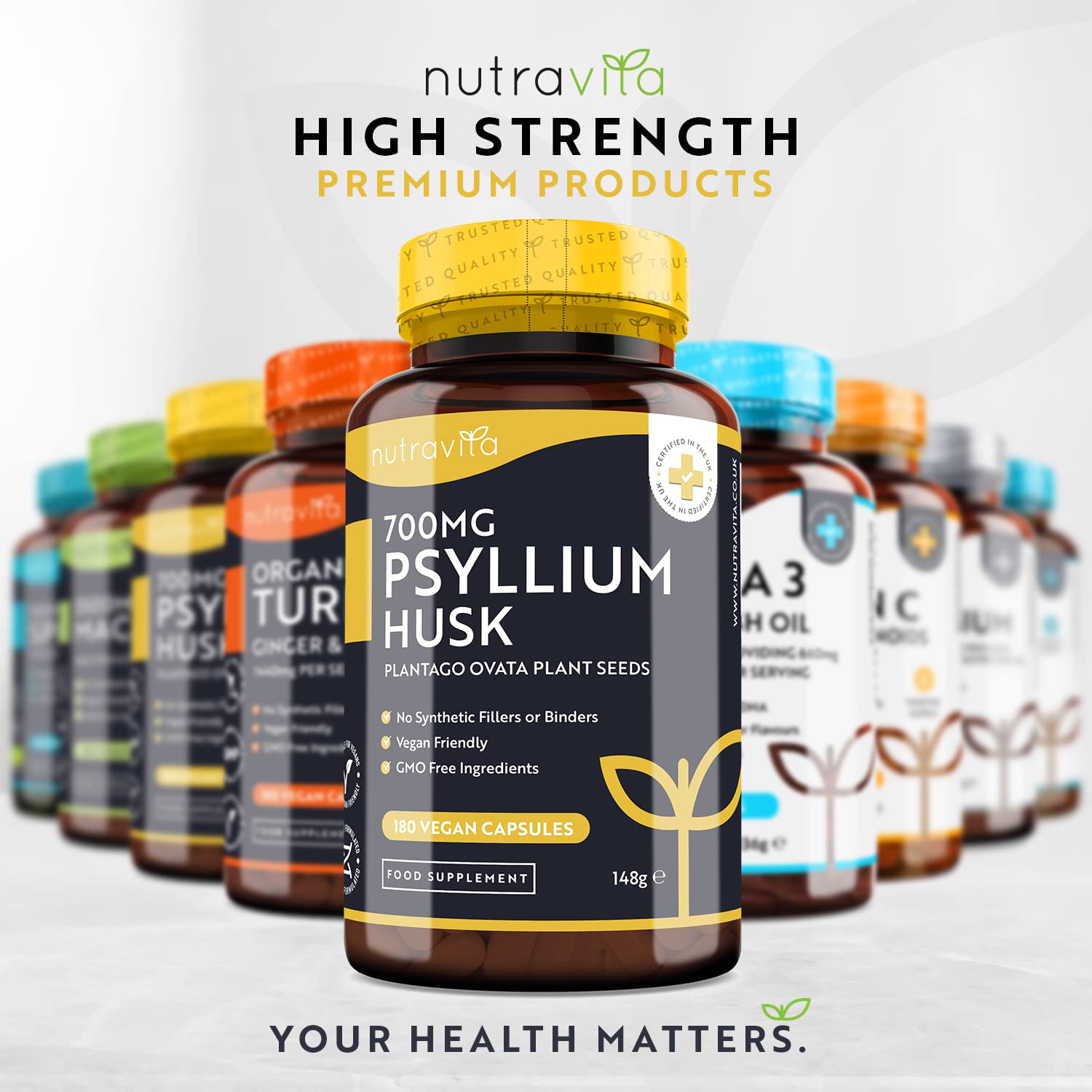 Psyllium Husks Fibre Supplement – 1400mg per Serving – Naturally High in Soluble Fibre Nutravita uk supplements