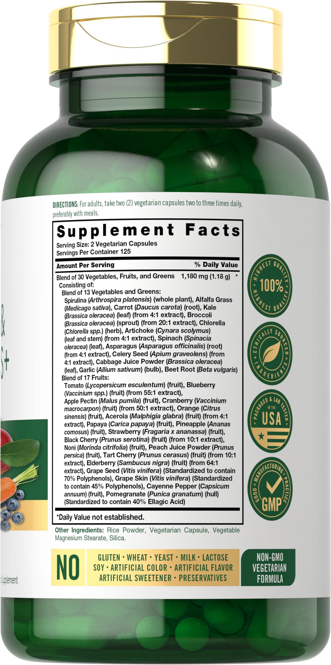 Carlyle Fruits and Veggies Supplement | 250 Capsules | Made with 30 Fruits and Vegetables | Vegetarian, Non-GMO, Gluten Free Superfood Formula Carlyle uk supplements