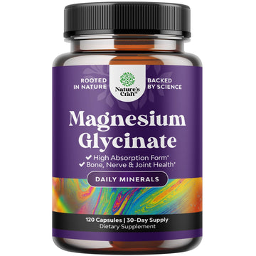Pure Magnesium Glycinate Supplement 500mg - Magnesium for Sleep and Rest Capsules for Men & Women - Unflavored Vegan High Absorption Pills for Relaxation Support - 120 Count Natures Craft uk supplements