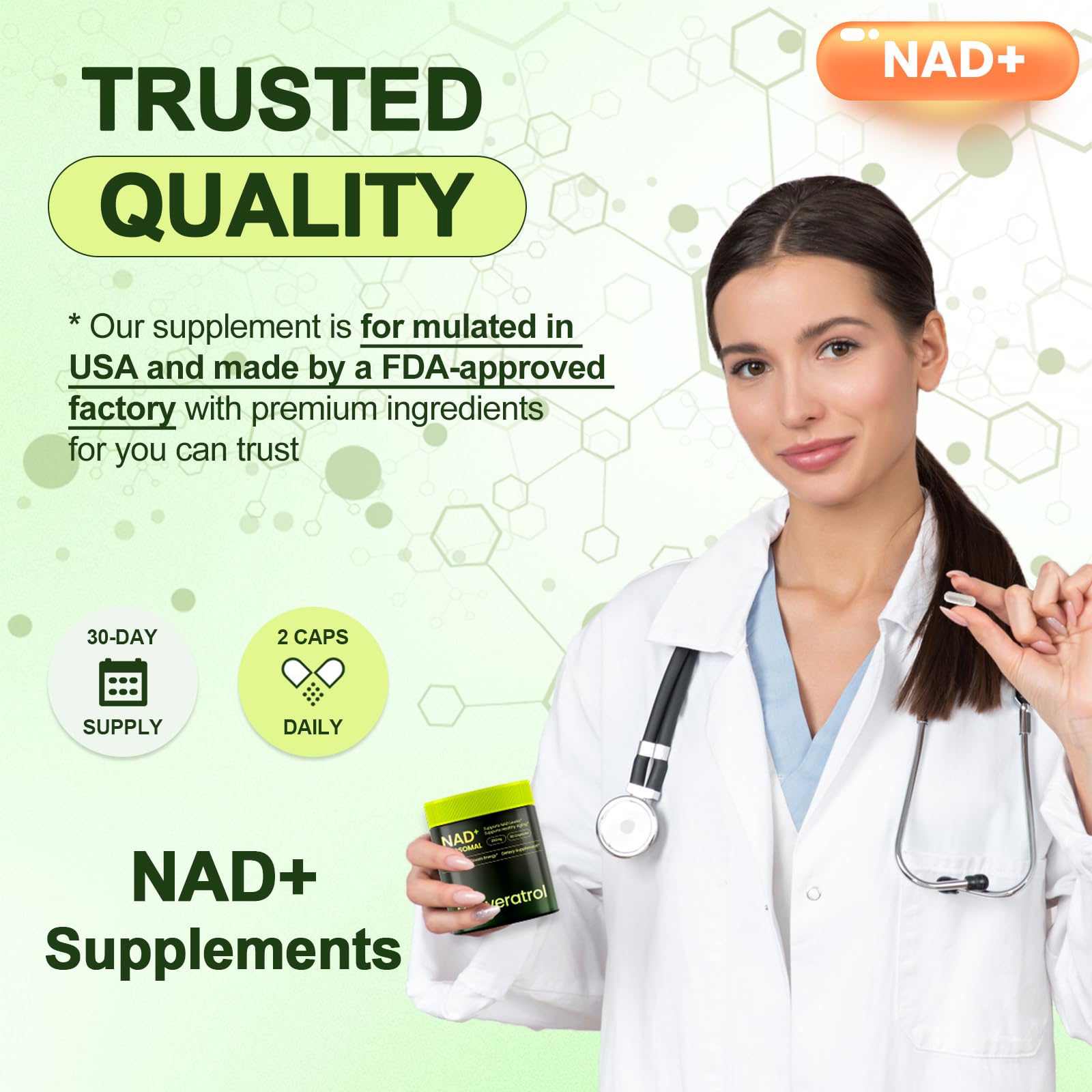 Lyndops NAD Supplement, Liposomal Nicotinamide Riboside Resveratrol 250mg, NMN Alternative, High Purity NAD Supplement for Women & Men, Anti-Aging, Cellular Energy, Mental Focus - 60 Capsules Lyndops uk supplements