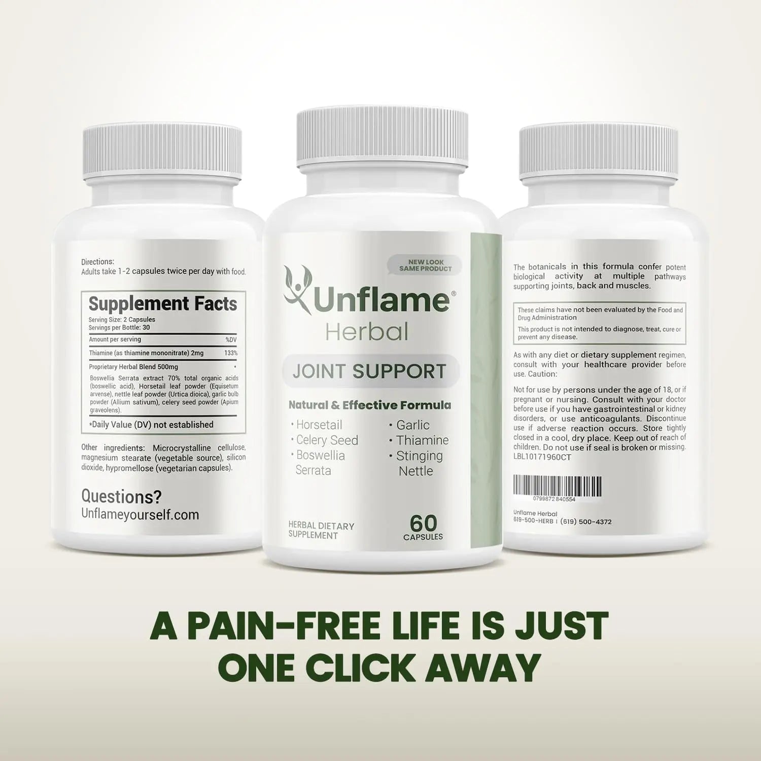 Unflame Herbal Supplement – Botanical Support for Joints, Back, and Muscles – 60 Capsules – Natural Herbal Blend – Dietary Supplement Unflame uk supplements