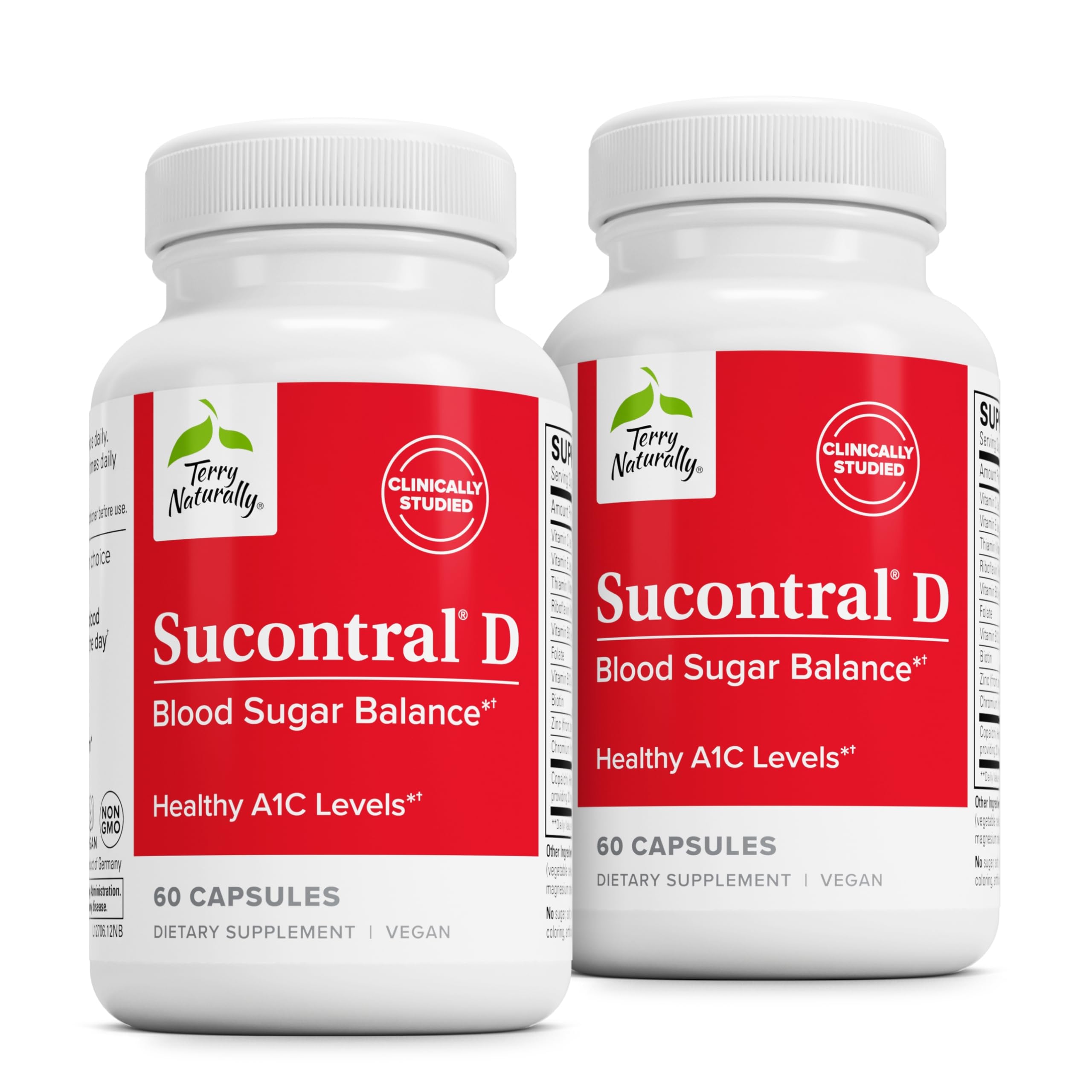 Terry Naturally Sucontral D - B-Complex & Folate Supplement - Carbohydrate Metabolism Support - Vitamin & Mineral Supplement with Zinc & Chromium - 60 Capsules (Pack of 2) Terry Naturally uk supplements