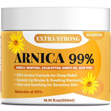 Bingbrofam Arnica Cream 99% Extra Strength Gel Pain Relief for Fast Healing Thin Skin, Seniors Bruises with Menthol, Swelling, Soothing Massage, 16.9 Oz Bingbrofam uk supplements