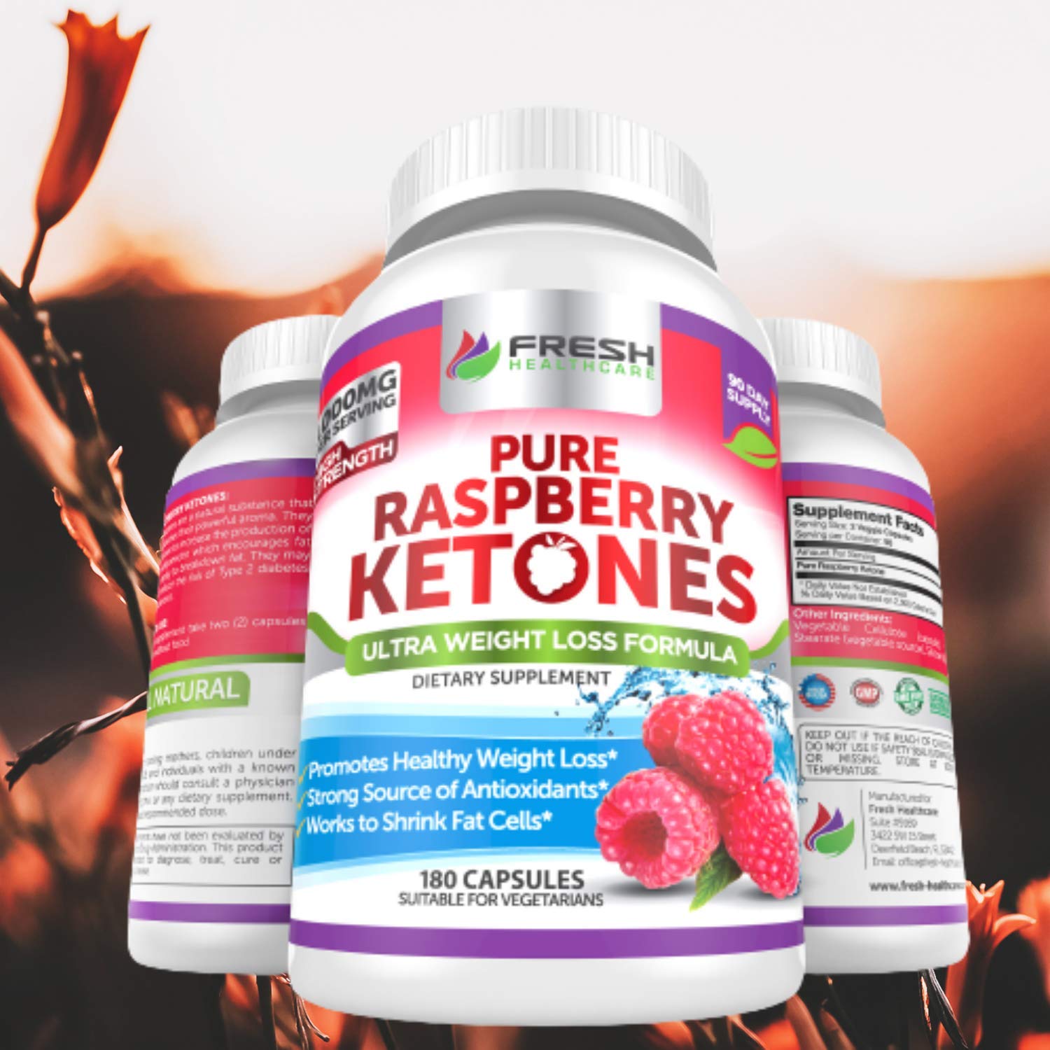 FRESH HEALTHCARE Pure 100% Raspberry Ketones Max 1000mg Per Serving - 3 Month FRESH HEALTHCARE uk supplements