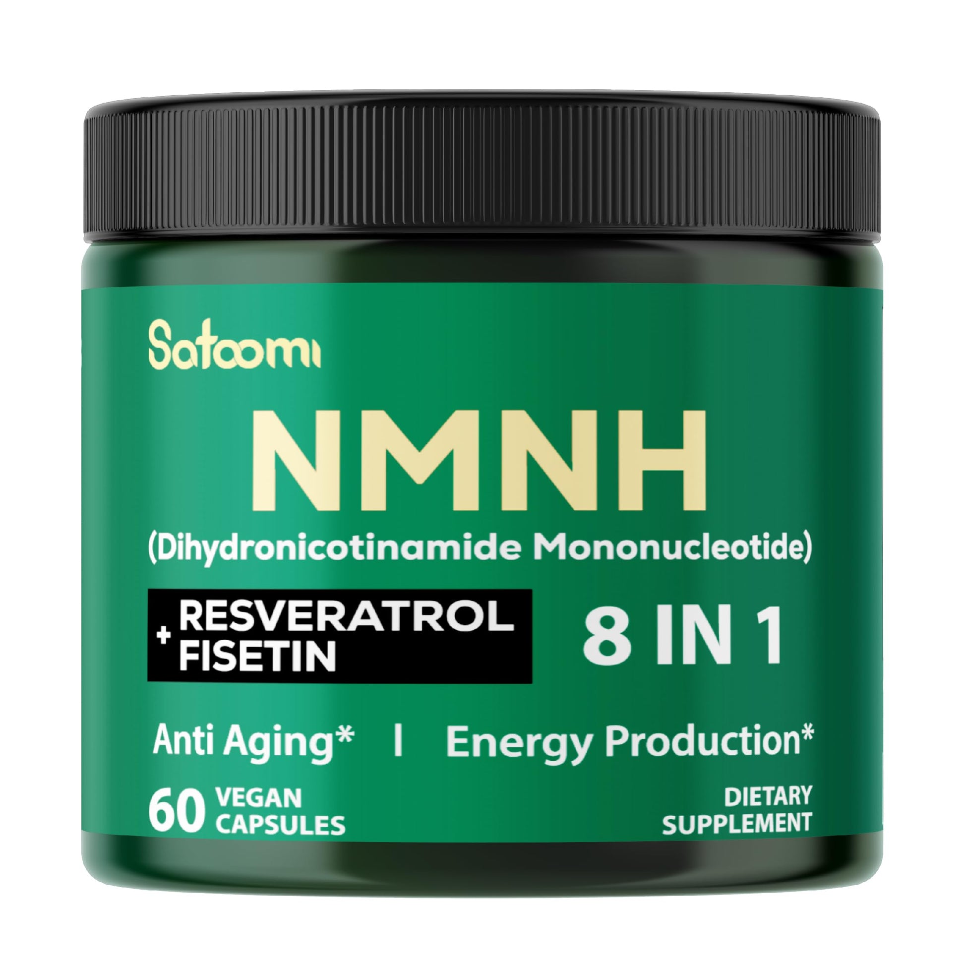 Satoomi 8in1 NMNH - NMN Supplement Alternative - NAD Supplement to Support NAD Levels Added Fisetin, Resveratrol, Quercetin, Turmeric, Berberine, Vitamin D3 & C - 60 Count for 30 Days Satoomi uk supplements