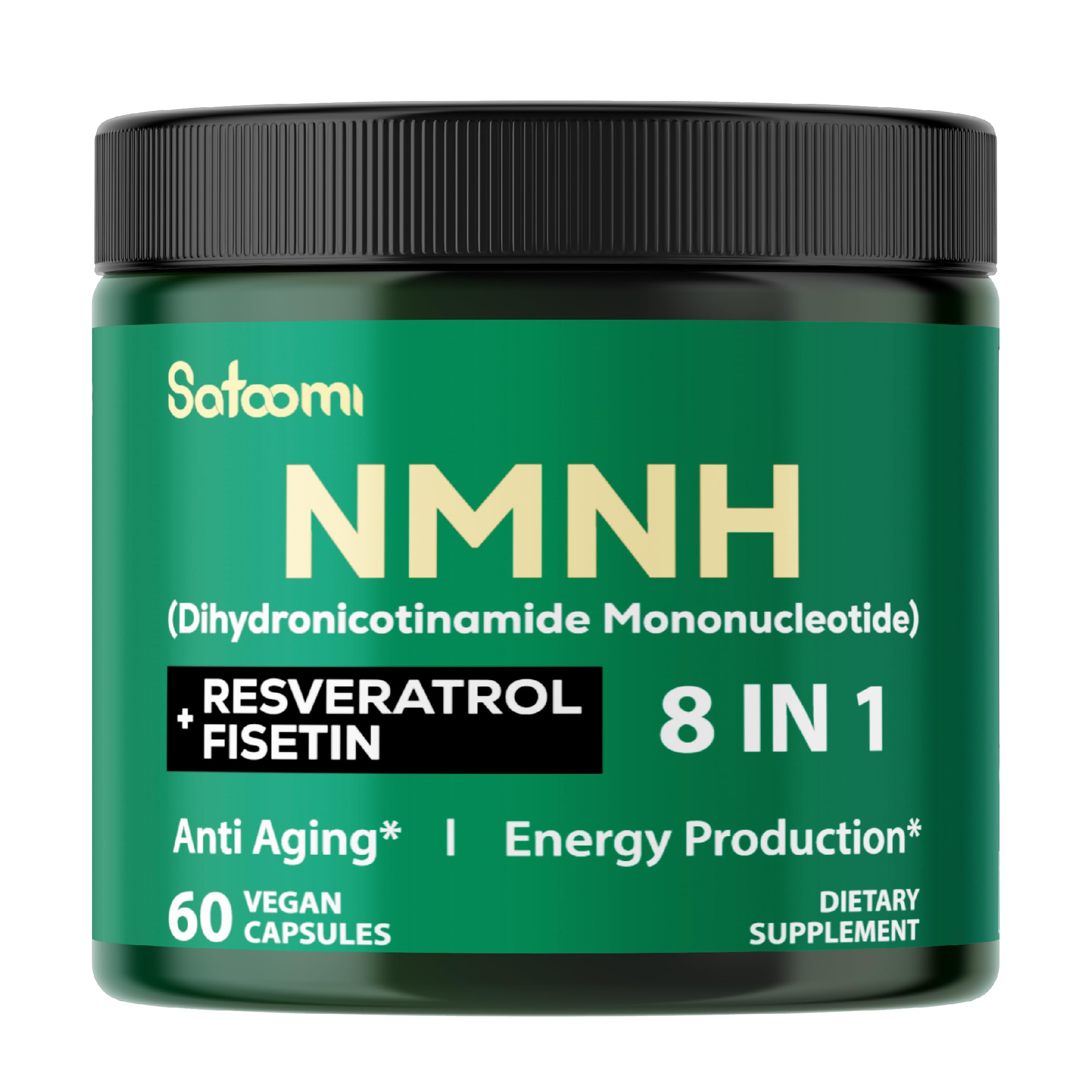 Satoomi 8in1 NMNH - NMN Supplement Alternative - NAD Supplement to Support NAD Levels Added Fisetin, Resveratrol, Quercetin, Turmeric, Berberine, Vitamin D3 & C - 60 Count for 30 Days Satoomi uk supplements