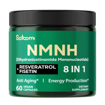 Satoomi 8in1 NMNH - NMN Supplement Alternative - NAD Supplement to Support NAD Levels Added Fisetin, Resveratrol, Quercetin, Turmeric, Berberine, Vitamin D3 & C - 60 Count for 30 Days Satoomi uk supplements