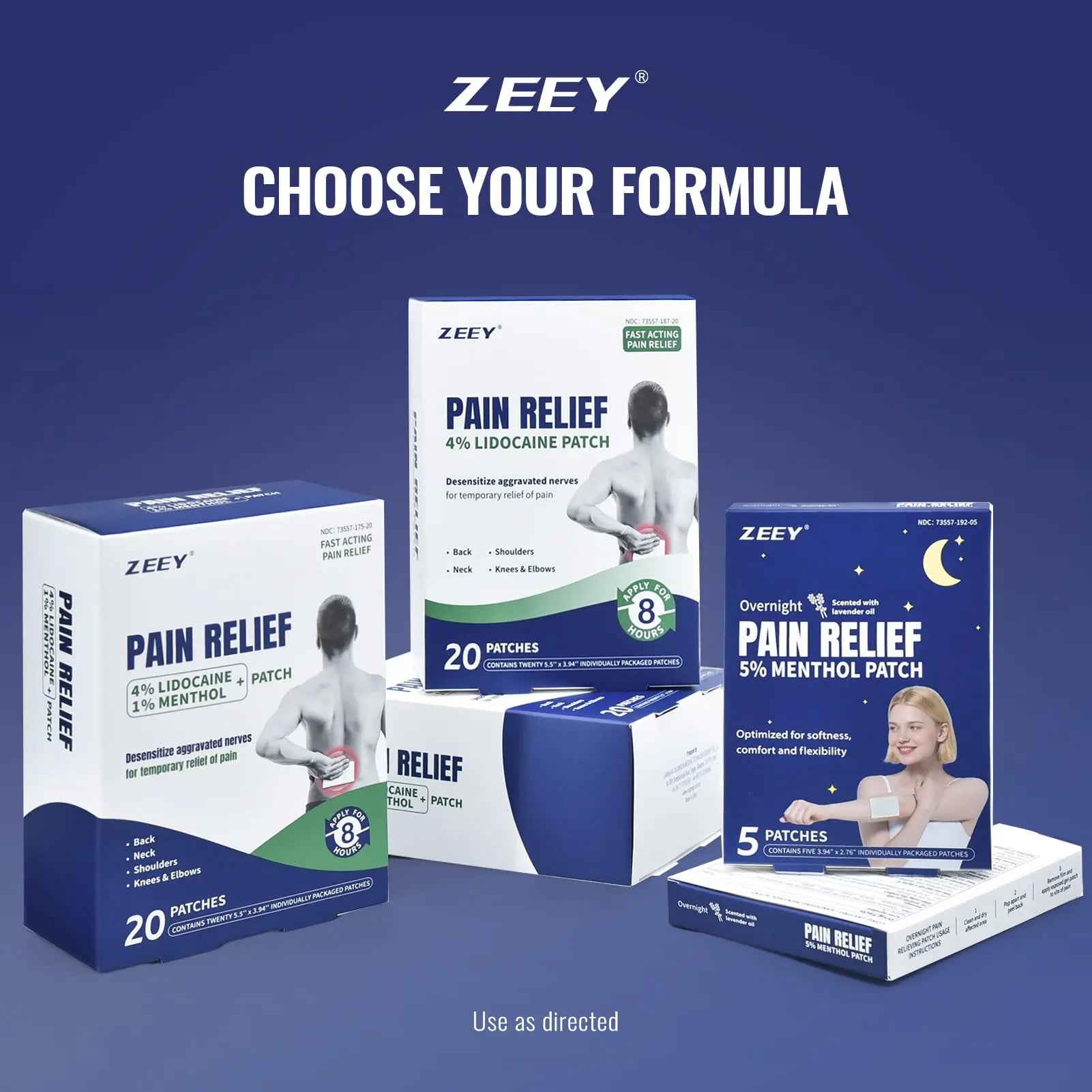 ZEEY 4% Lidocaine Pain Relief Patches, Maximum Strength OTC, for Back, Knee, Neck, Shoulders, Joints, Muscle Soreness, Fast Acting, Topical Anesthetic, Large Gel Patch, 5.5" x 3.94", 40Ct ZEEY uk supplements