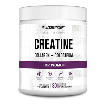 Jacked Factory Creatine for Women - Creatine Monohydrate with Collagen + Colostrum to Support Workout Performance, Lean Muscle Growth, Healthy Hair, Skin, Jacked Factory uk supplements