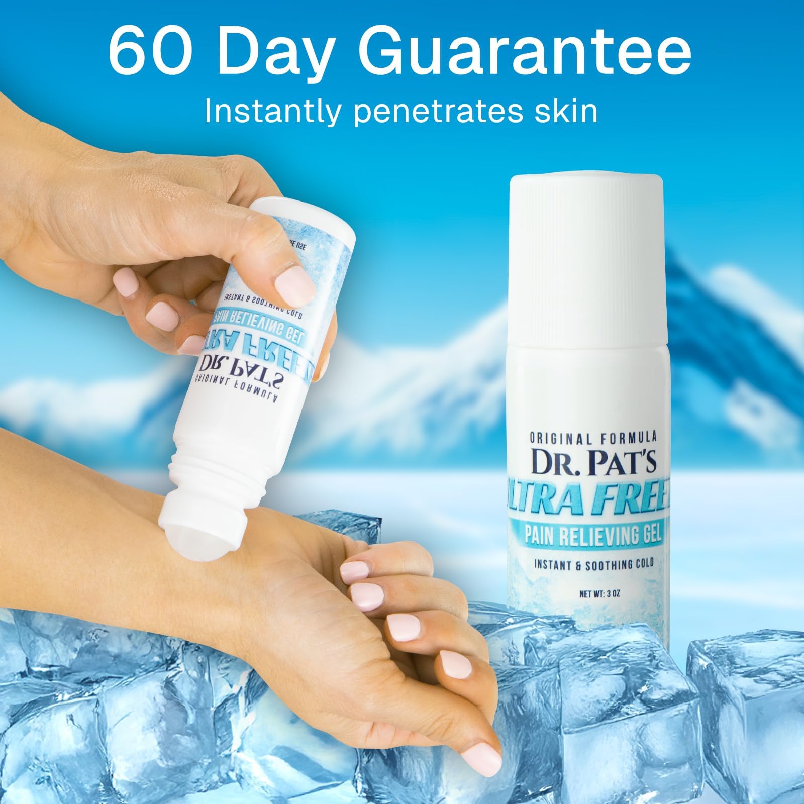 Ultra Freeze Roll-On Pain Relief Gel (3oz) - Joint & Muscle Therapy Rub for Arthritis, Neuropathy, Foot, and Joint - Cooling Topical Anti-Inflammatory (2 Pack) Ultra Freeze uk supplements