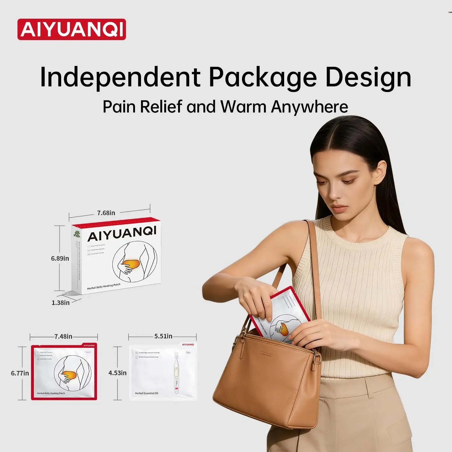 AIYUANQI 3PCS Menstrual Cramps Herbal Heating Patches for Pain Relief, Self-Heating Mugwort Patches, Full Abdomen Cover and Skin-friendly Comfortable, Rapid Heating and Keep Warm, Ideal Gift for Women AIYUANQI uk supplements