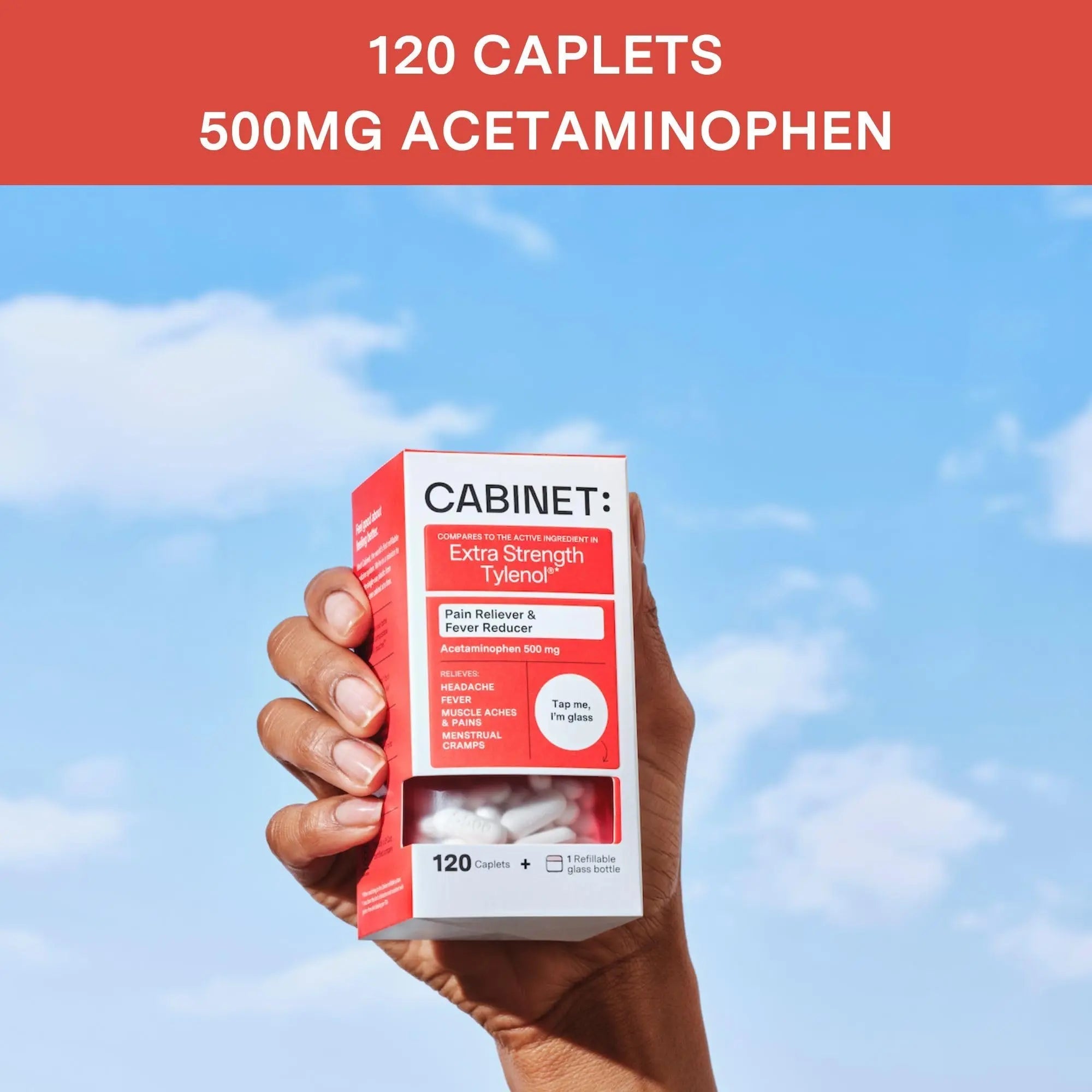 Cabinet: 500mg Acetaminophen for Headache Relief, Toothaches, Sore Throat, and Fever Reducer, 120 Tablets (Refill Pouch) Cabinet: uk supplements