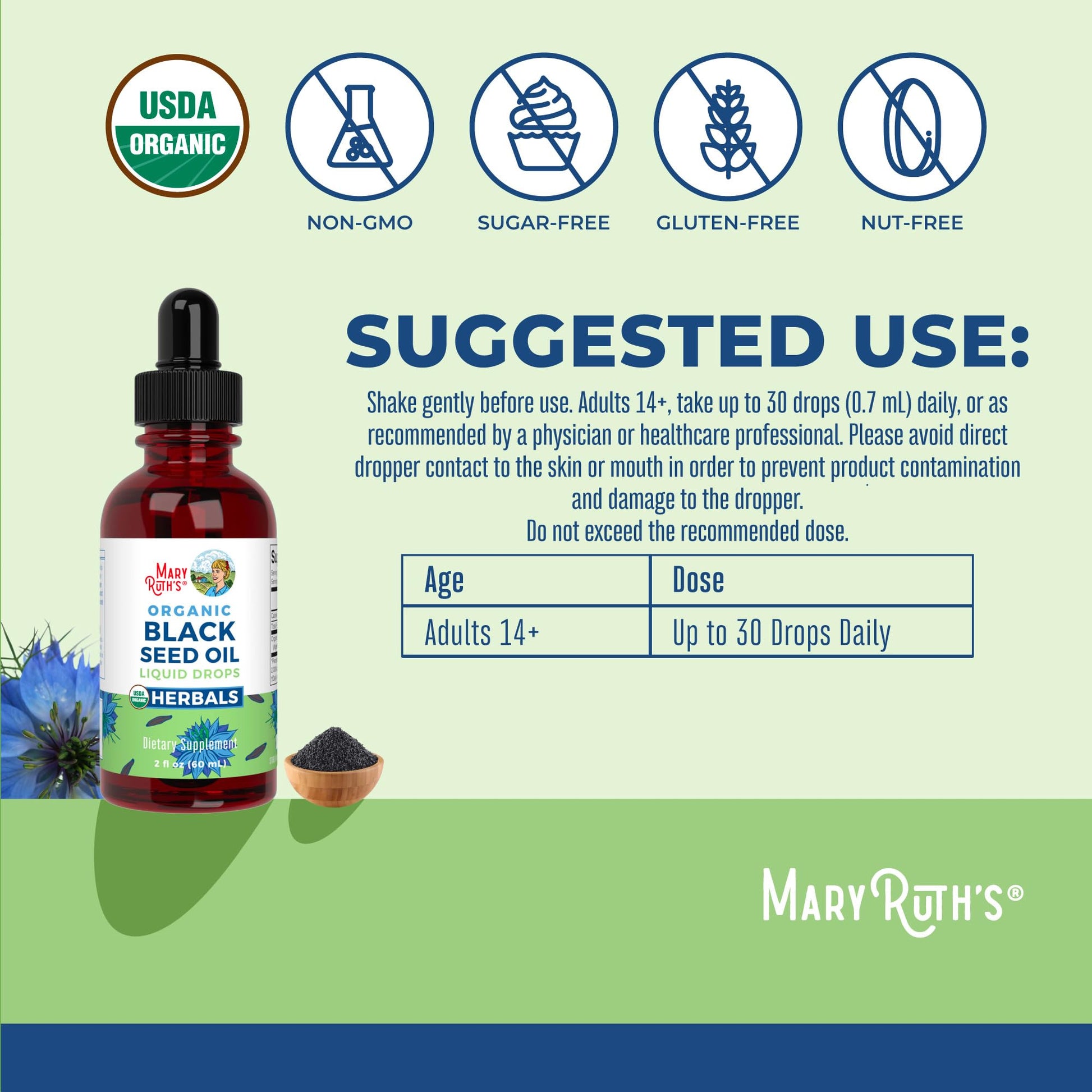 MaryRuth Organics Black Seed Oil Liquid Drops Cold Pressed | 3 Month Supply | USDA Organic Black Cumin Seed Oil | Immune Support | Respiratory Health | Sugar&Gluten Free | Vegan | Non-GMO | 2 Fl Oz MARYRUTH'S uk supplements