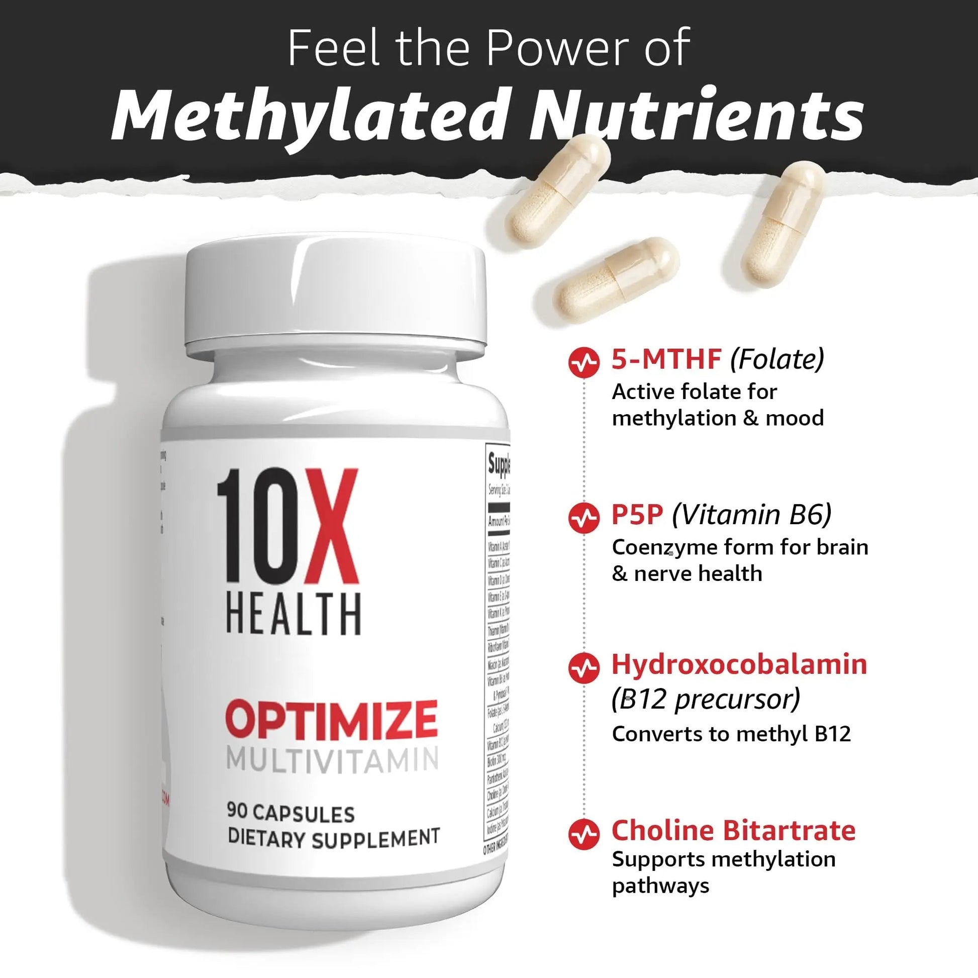10X Health Optimize (Daily) & Sleep (PM) Bundle - Methylated Multivitamin Capsules + Magnesium, L Theanine & Melatonin 10X Health System uk supplements