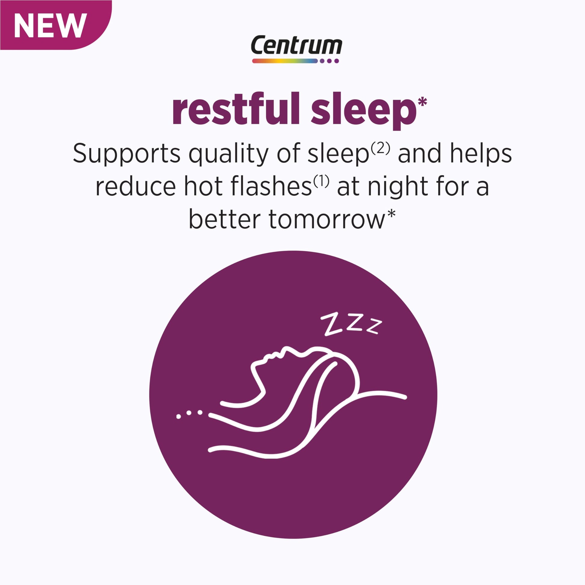 Centrum Restful Sleep Menopause Support Tablets, Supplement with Clinically Studied DailyZz and geniVida, 28 Count Centrum uk supplements