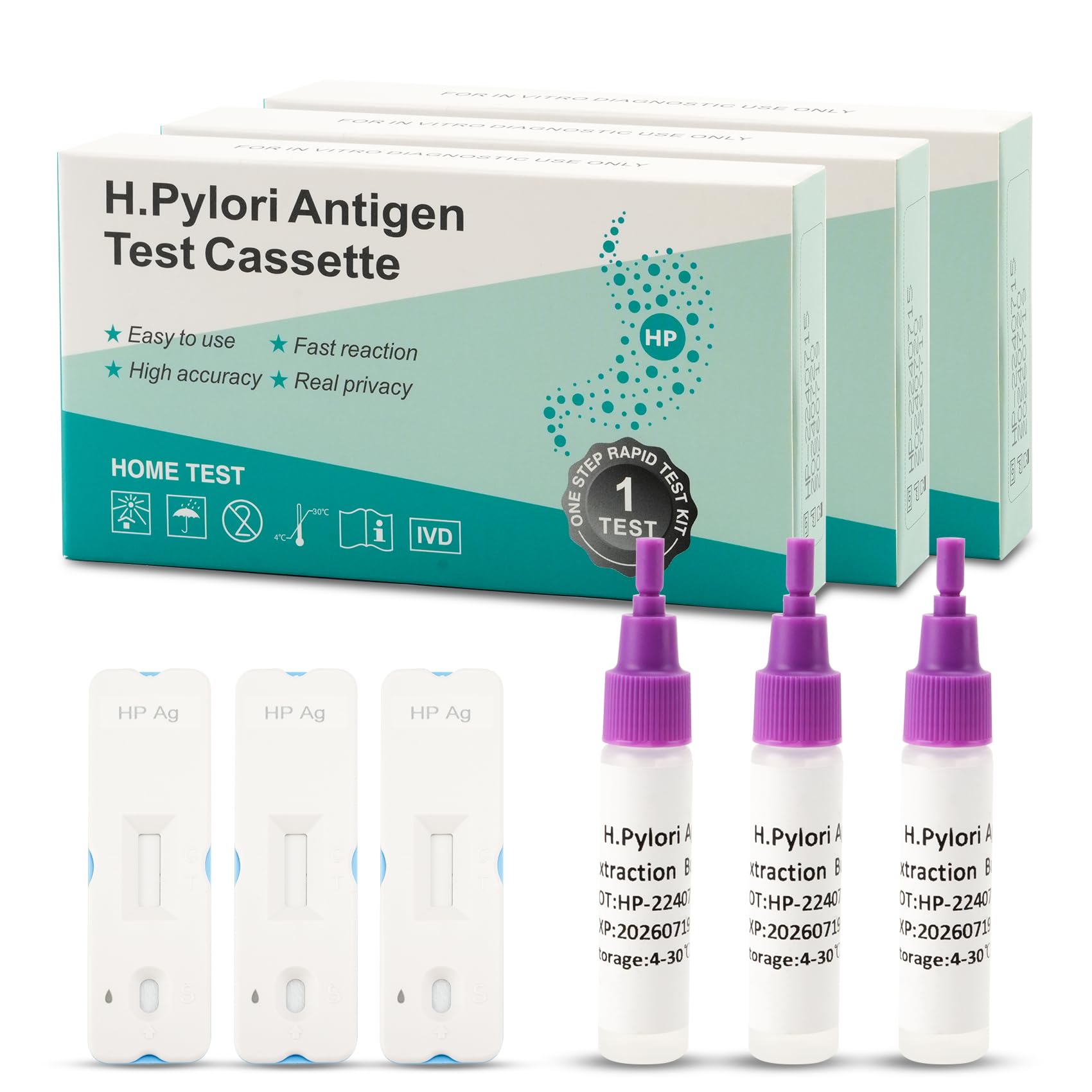 H. Pylori Helicobacter Pylori Stool 3 Test Kit, 10-15 Minutes, Highly Accurate, Easy to Use, Home Testing, No Lab Visit Required Evuioas uk supplements