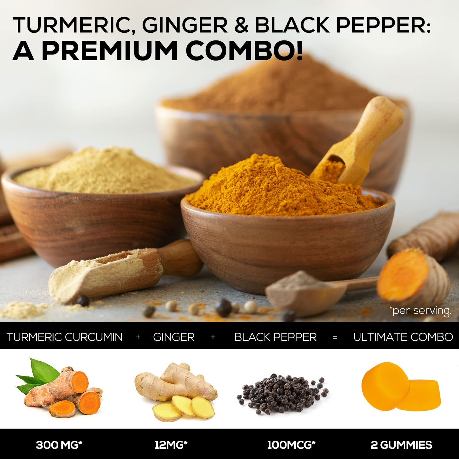 Turmeric Ginger Gummies - Vegan Turmeric Curcumin Gummy with 95% Curcuminoids Nature's Nutrition uk supplements