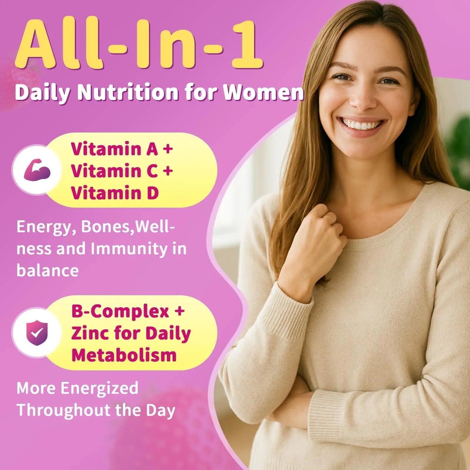 Multivitamin for Women Gummies With Iron, Magnesium, Folate, Biotin, Zinc, Womens Multivitamin Gummy Vitamin D3 A C E, B Complex GparkNature uk supplements