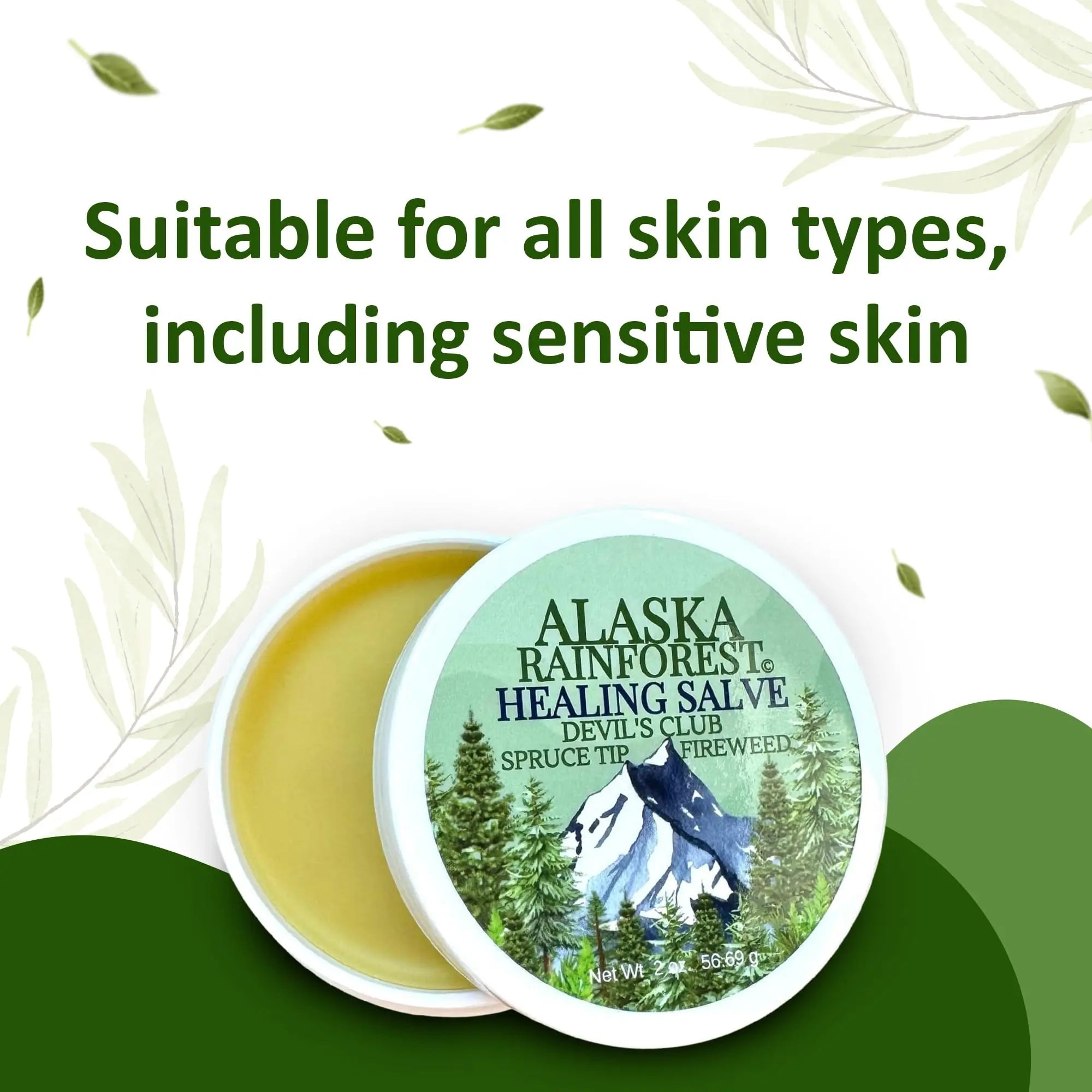 Snowy Summit Alaska Rainforest Salve - Herbal Salve for Dry Skin & Joint Relief - Natural Super Salve for Soothing Skin with Gentle Aroma - Body & Hand Salve - Muscle Rub with Alaskan Devil’s Club Oil Snowy Summit uk supplements
