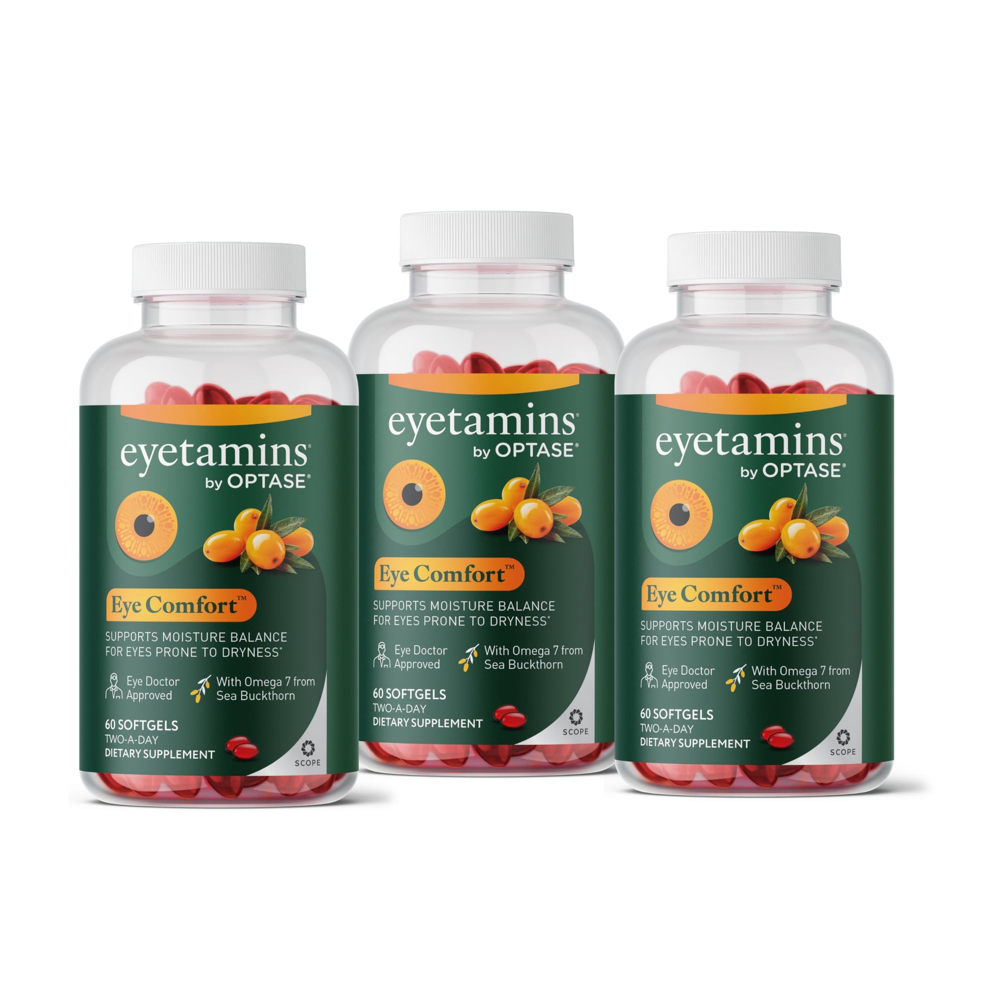 eyetamins® by OPTASE® Eye Comfort™ - 60 Softgels - Eye Doctor Recommended - an Omega-Based Eye Supplement formulated to Support Moisture Balance and Eye Comfort from Within. Plant Based Soft gels. eyetamins uk supplements