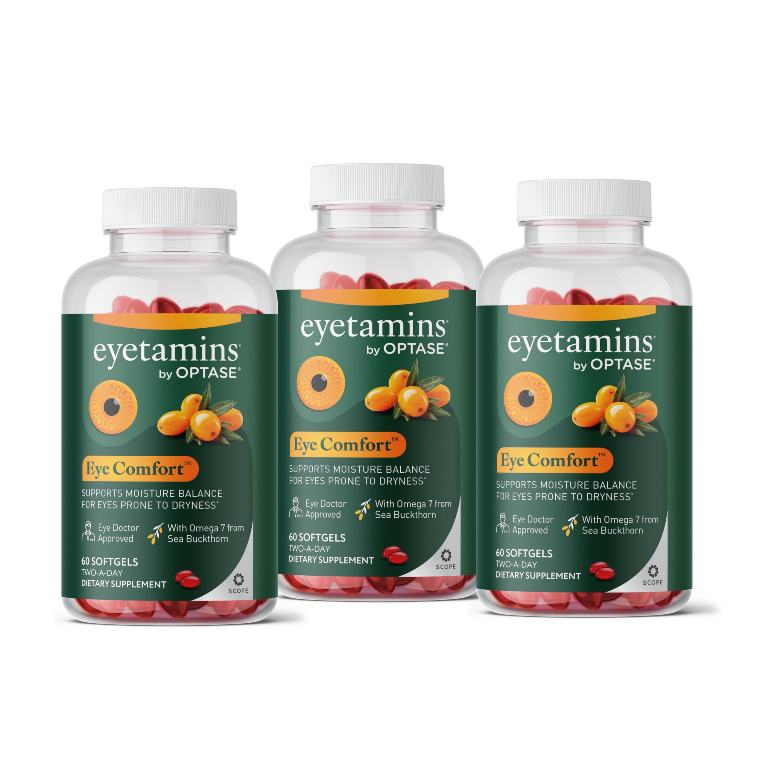 eyetamins® by OPTASE® Eye Comfort™ - 60 Softgels - Eye Doctor Recommended - an Omega-Based Eye Supplement formulated to Support Moisture Balance and Eye Comfort from Within. Plant Based Soft gels. eyetamins uk supplements