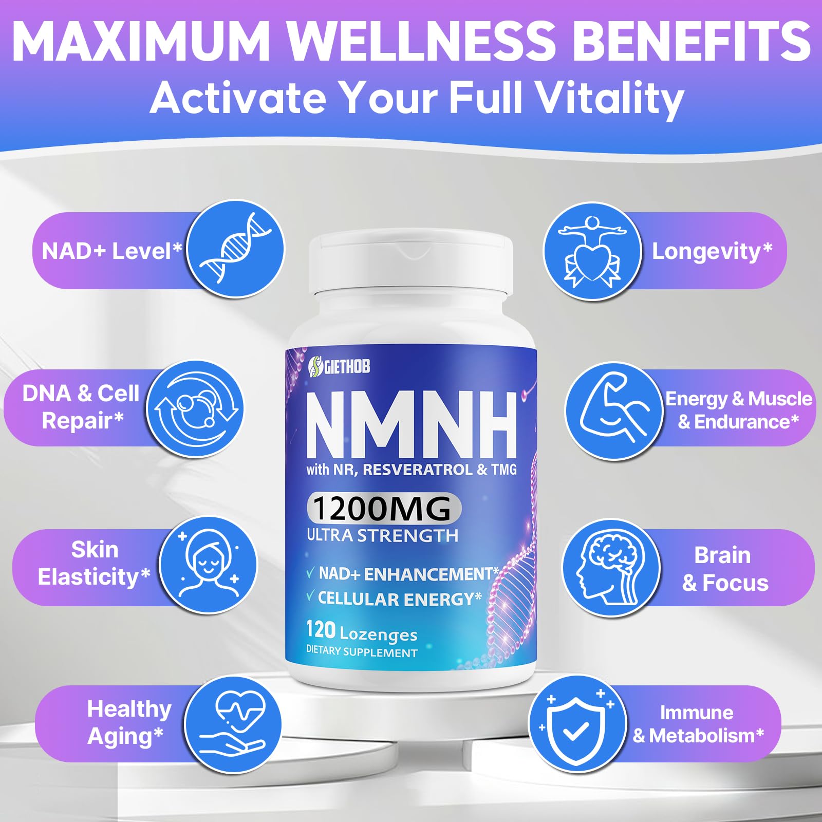 Wriayrui Sublingual NMNH (Dihydronicotinamide Mononucleotide), NMN Supplement Alternative, NAD+ Levels as We Age, Anti-Aging, Energy, NAD Resveratrol Supplement with w/NR, Resveratrol & TMG 120 Count Wriayrui uk supplements