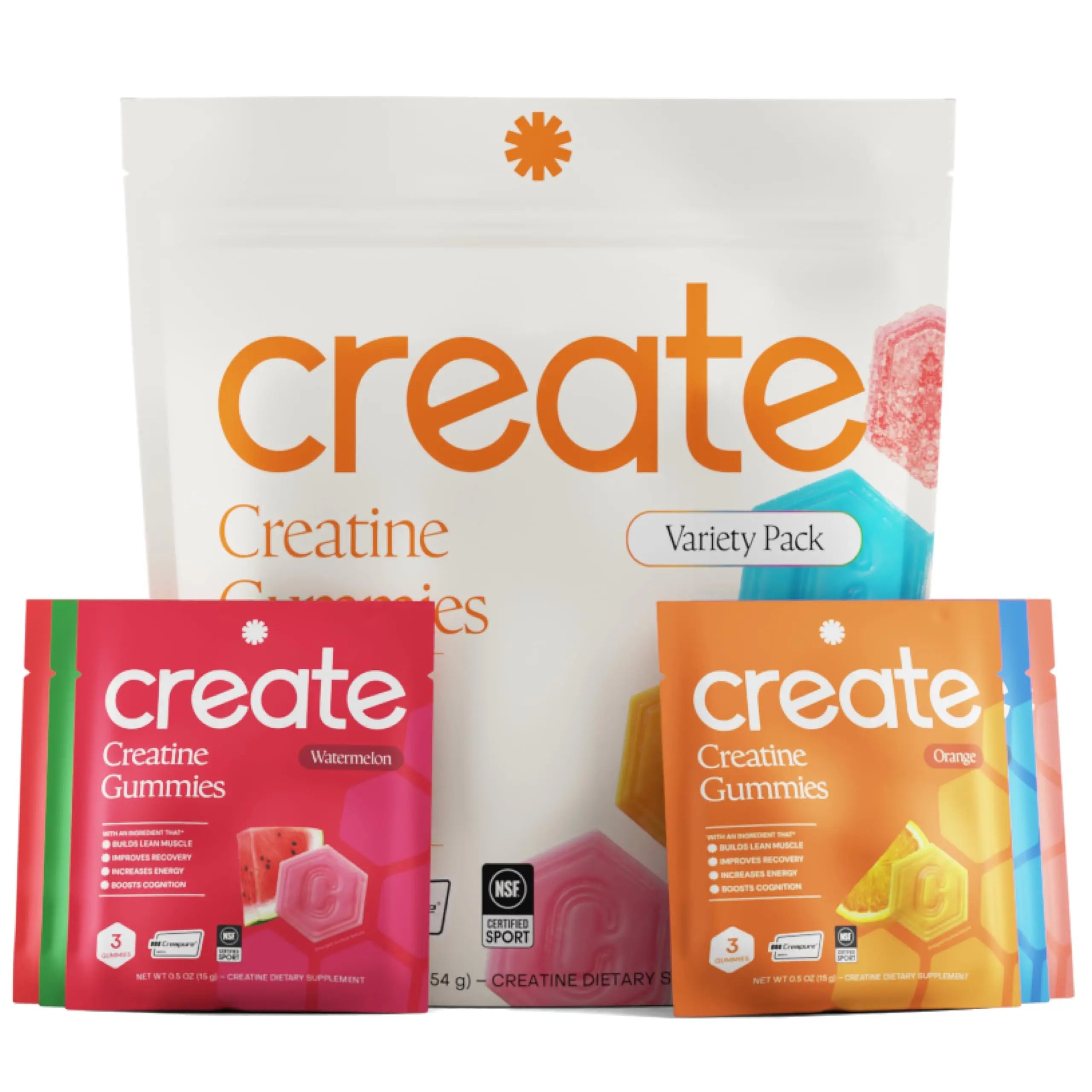 Create Creatine Gummies for Men & Women – NSF Certified, Made with Creapure Creatine Monohydrate, Great Tasting, Anti-Melting Formula, 30ct Standup Pouch, 90 Gummies (Variety Pack) Create uk supplements