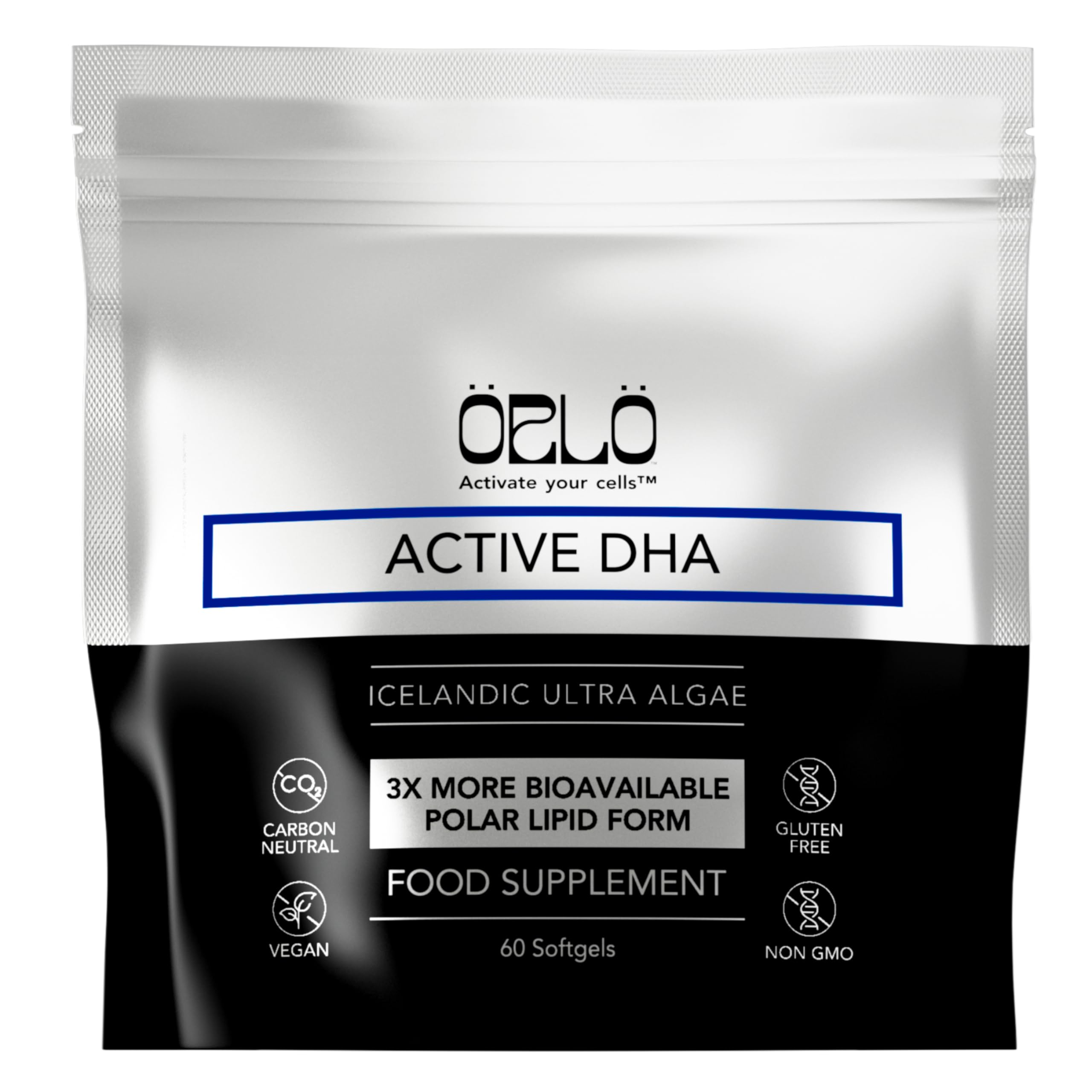 Orlo DHA Supplement 1000mg - 3X Absorption Natural Icelandic Nordic Omega 3 DHA & EPA for Brain & Eye Support – Vegan Fish Oil Alternative, No Fishy Aftertaste, 60 Easy-to-Swallow Mini Softgels Orlo uk supplements
