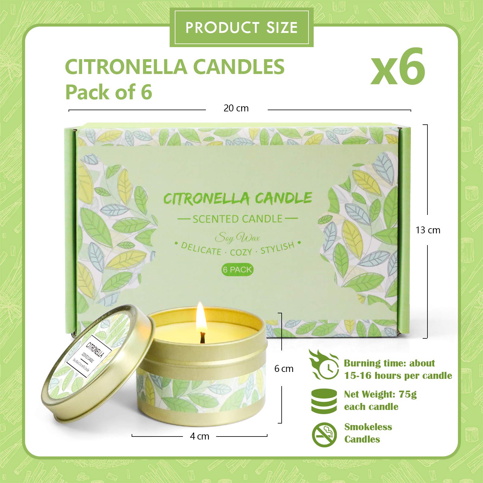 Citronella Candles Outdoor, Scented Candles, Summer Soy Wax Candles, Lemongrass Candles STRN uk supplements