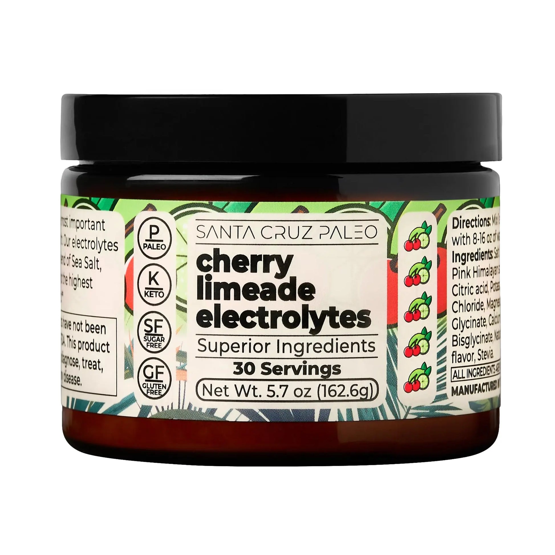 Santa Cruz Paleo Electrolyte Powder, Cherry Limeade, Sugar Free Hydration Drink Mix with Himalayan Pink Salt, Sea Salt, Magnesium Glycinate, Potassium Chloride Santa Cruz Paleo uk supplements