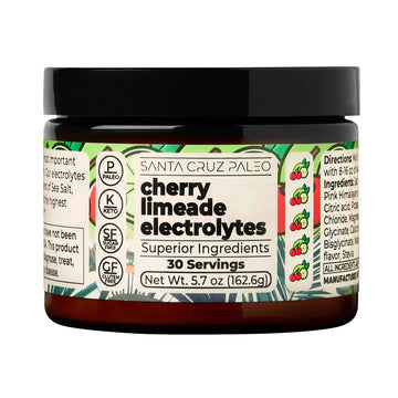 Santa Cruz Paleo Electrolyte Powder, Cherry Limeade, Sugar Free Hydration Drink Mix with Himalayan Pink Salt, Sea Salt, Magnesium Glycinate, Potassium Chloride Santa Cruz Paleo uk supplements