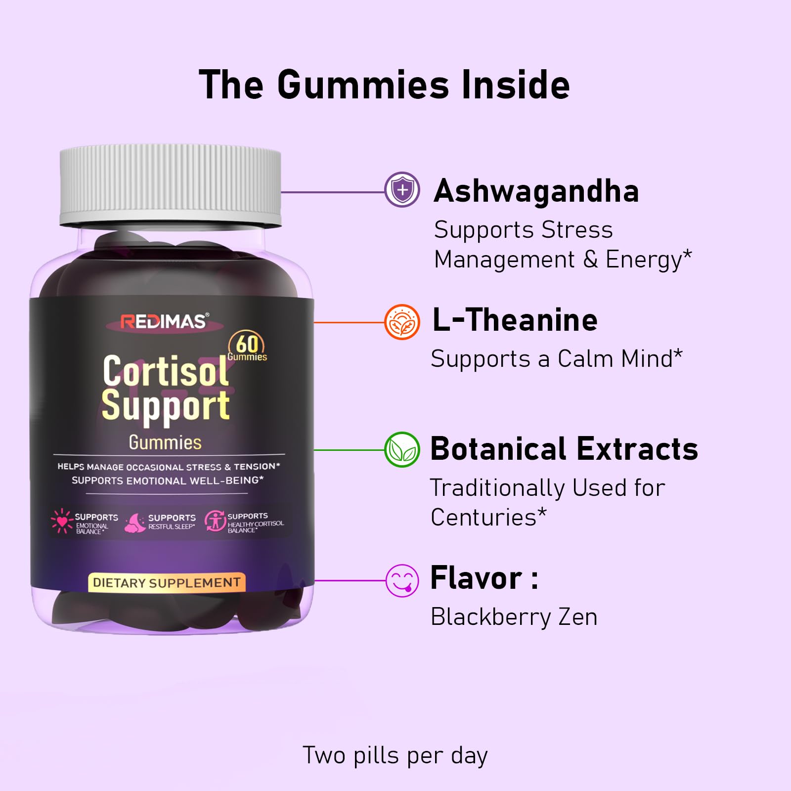 Redimas Cortisol Gummies for Women & Men with Ashwagandha, Magnesium, L-Theanine and Multivitamin, Vegan Chewable Gummies for Daily Lifestyle Balance, Convenient Adult Supplement, 60 Count Redimas uk supplements