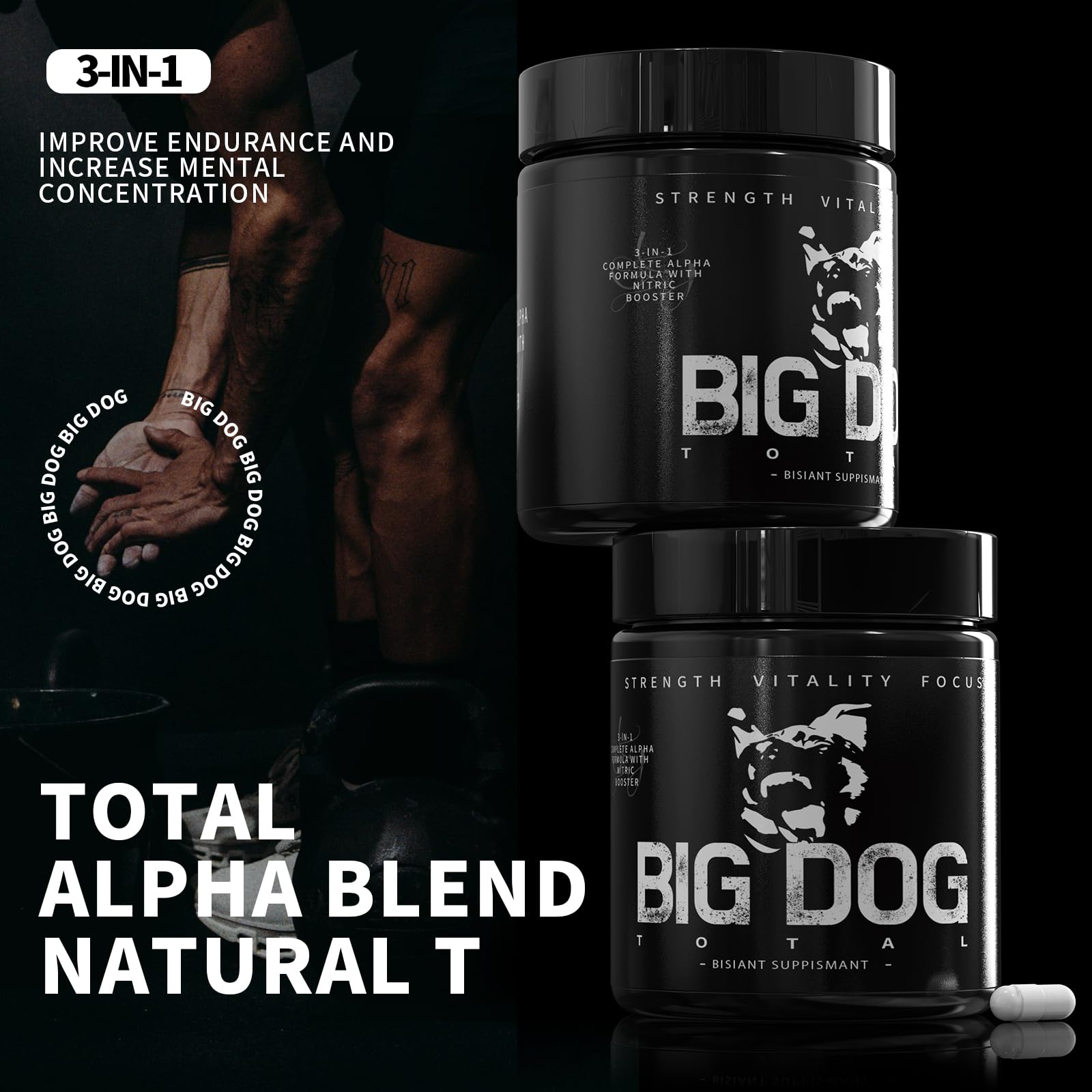 Big Dog Total Male 3-in-1 Total Alpha Blend Men’s Must-Have, Non-GMO - Natural Energy & Endurance Support, 60 Count (Big Dog Total - 1Pcs) FMRFMR uk supplements