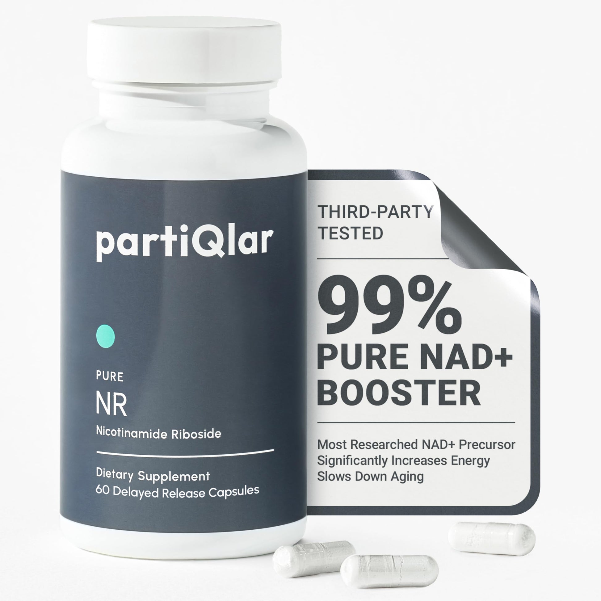 partiQlar Nicotinamide Riboside (NR) 500mg – NR Supplement for Cellular Health, Anti-Aging, Energy & Metabolism Support – 2-Month Supply (60 Capsules) partiQlar uk supplements