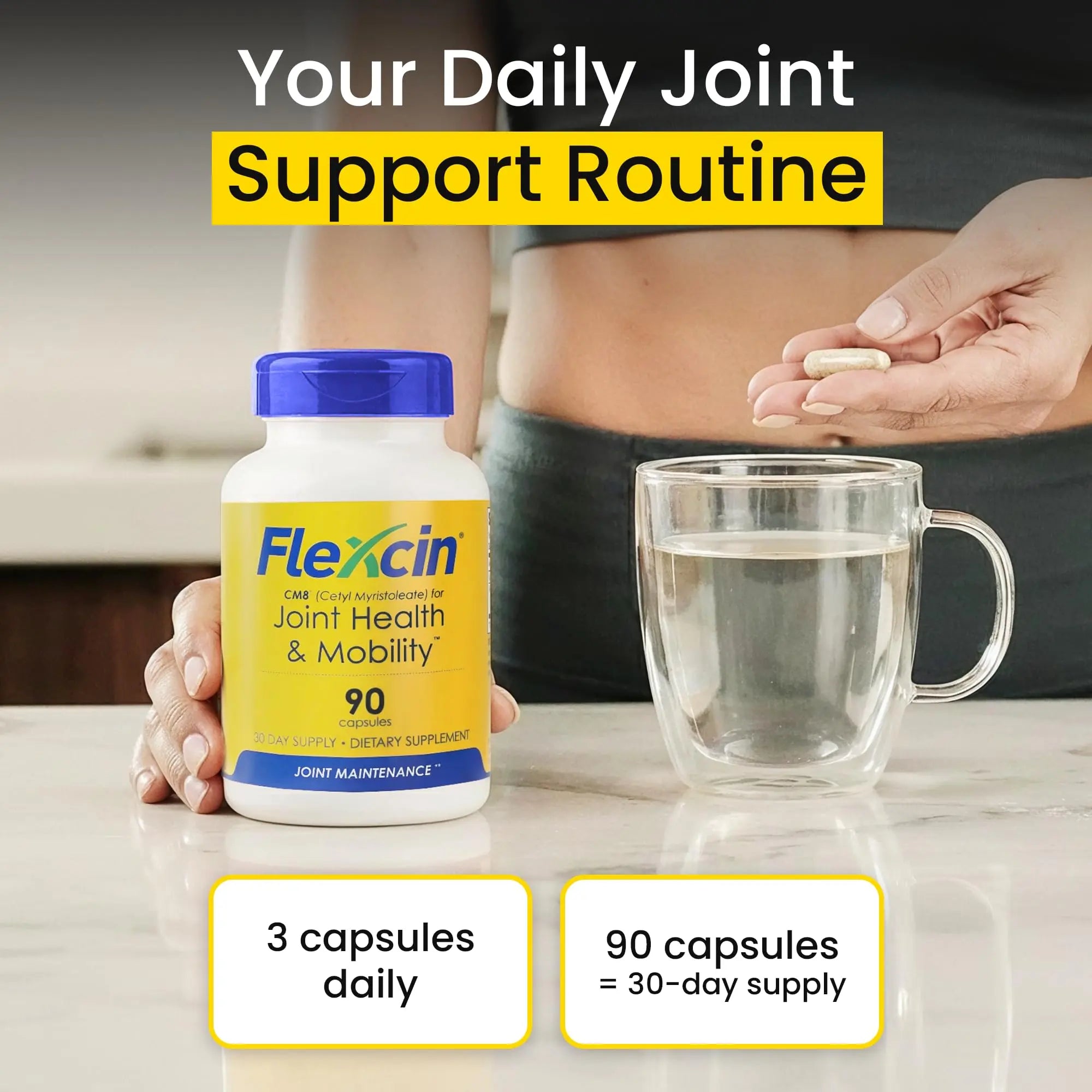 Flexcin Joint Health & Mobility Formula with CM8 (Cetyl Myristoleate) - Joint Supplements for Men and Women with Glucosamine, MSM, Collagen Type II - 90 Capsules Flexcin uk supplements