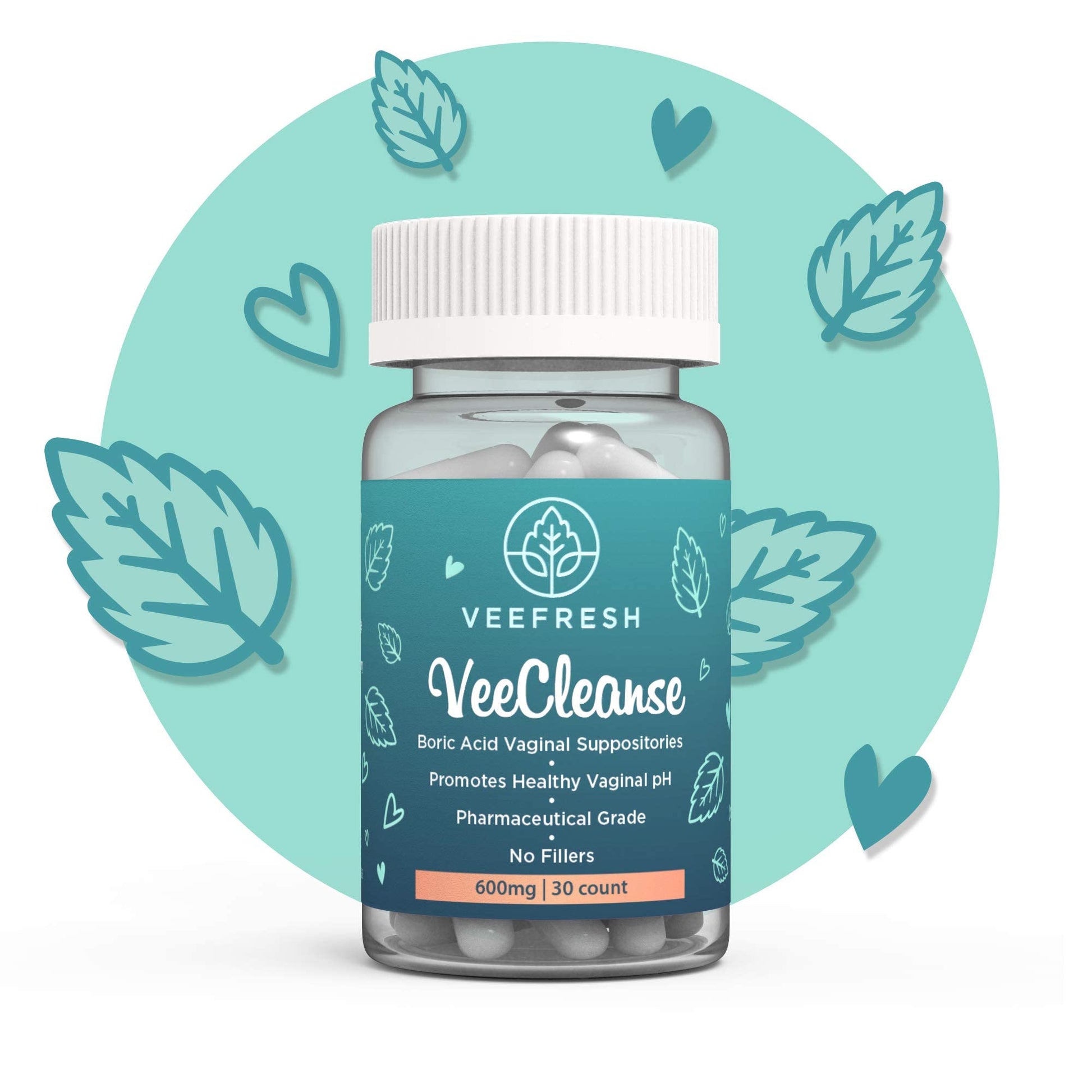 VeeFresh - VeeCleanse Boric Acid Vaginal Suppositories - Vaginal pH Balance Suppositories VeeFresh uk supplements